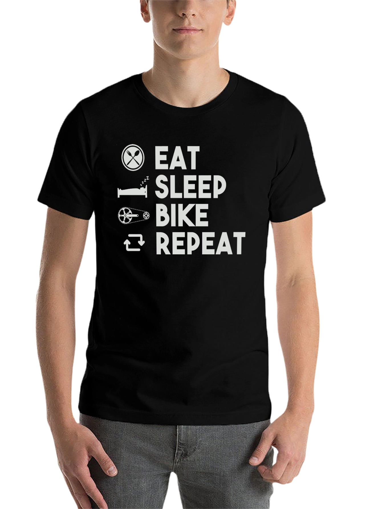 Black Eat Sleep Bike Repeat Graphic T-Shirt view 7