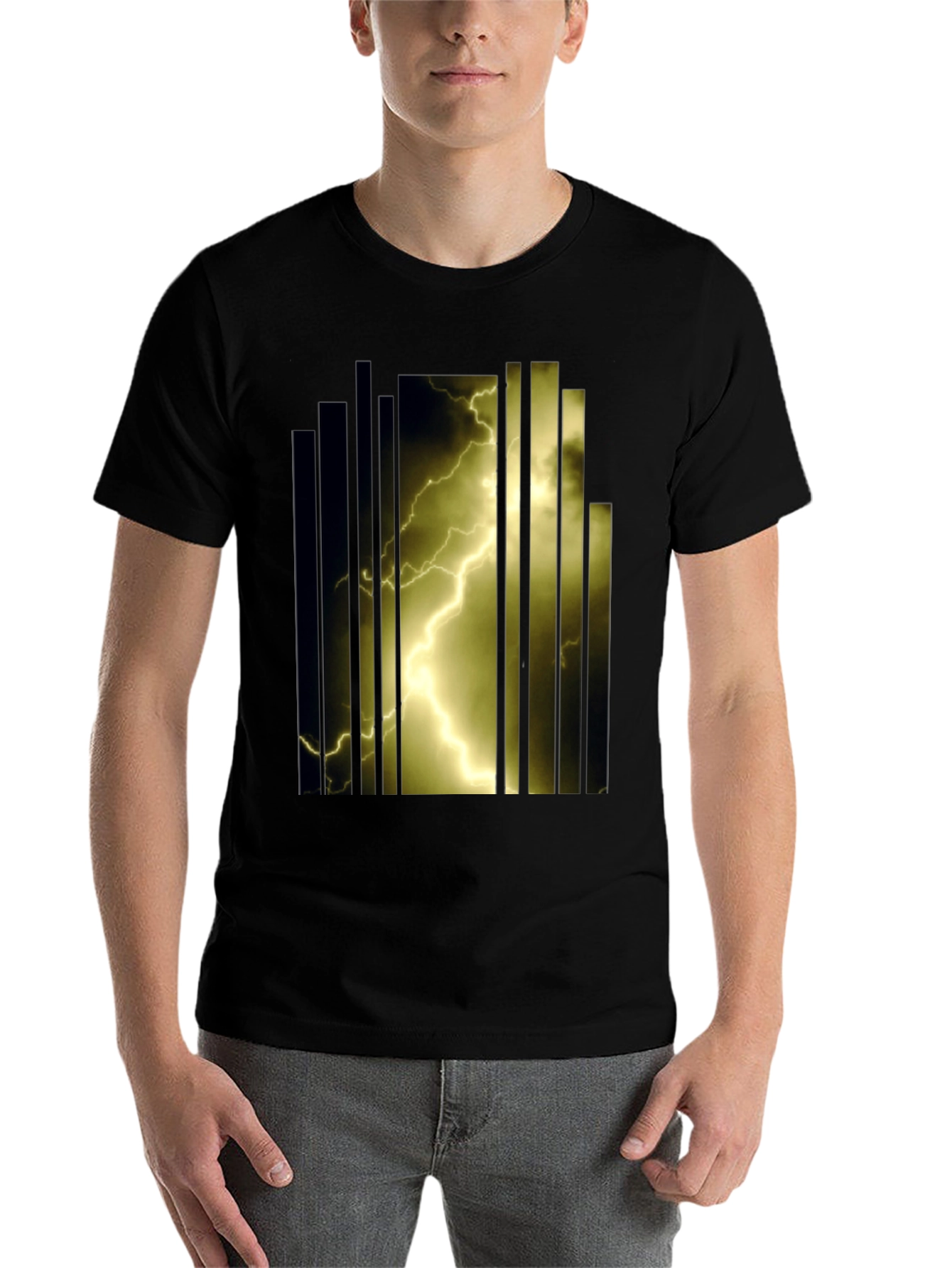 Black Lightning Bolt Graphic T-Shirt - Bold Design view 7