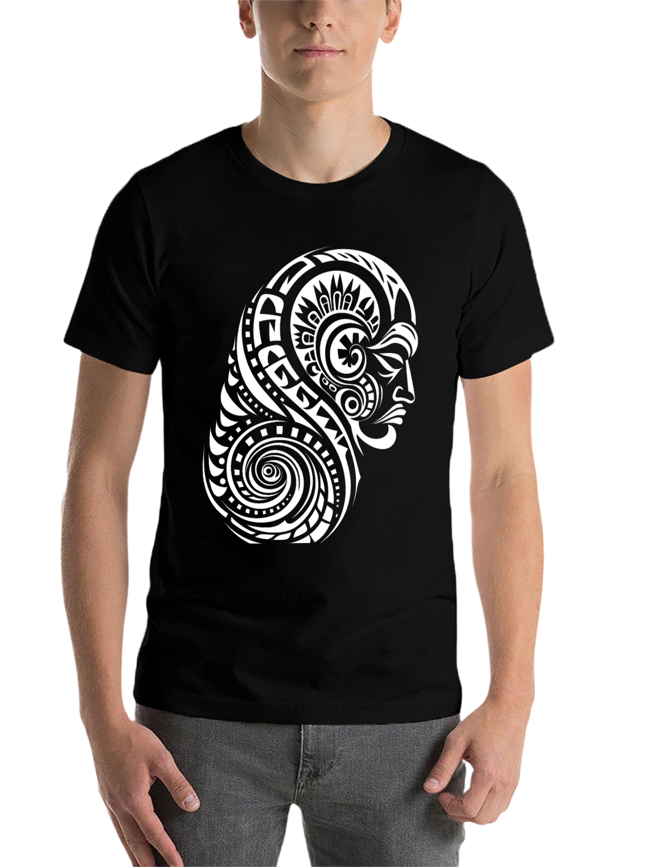Black Tribal Tattoo Graphic Black T-Shirt view 7