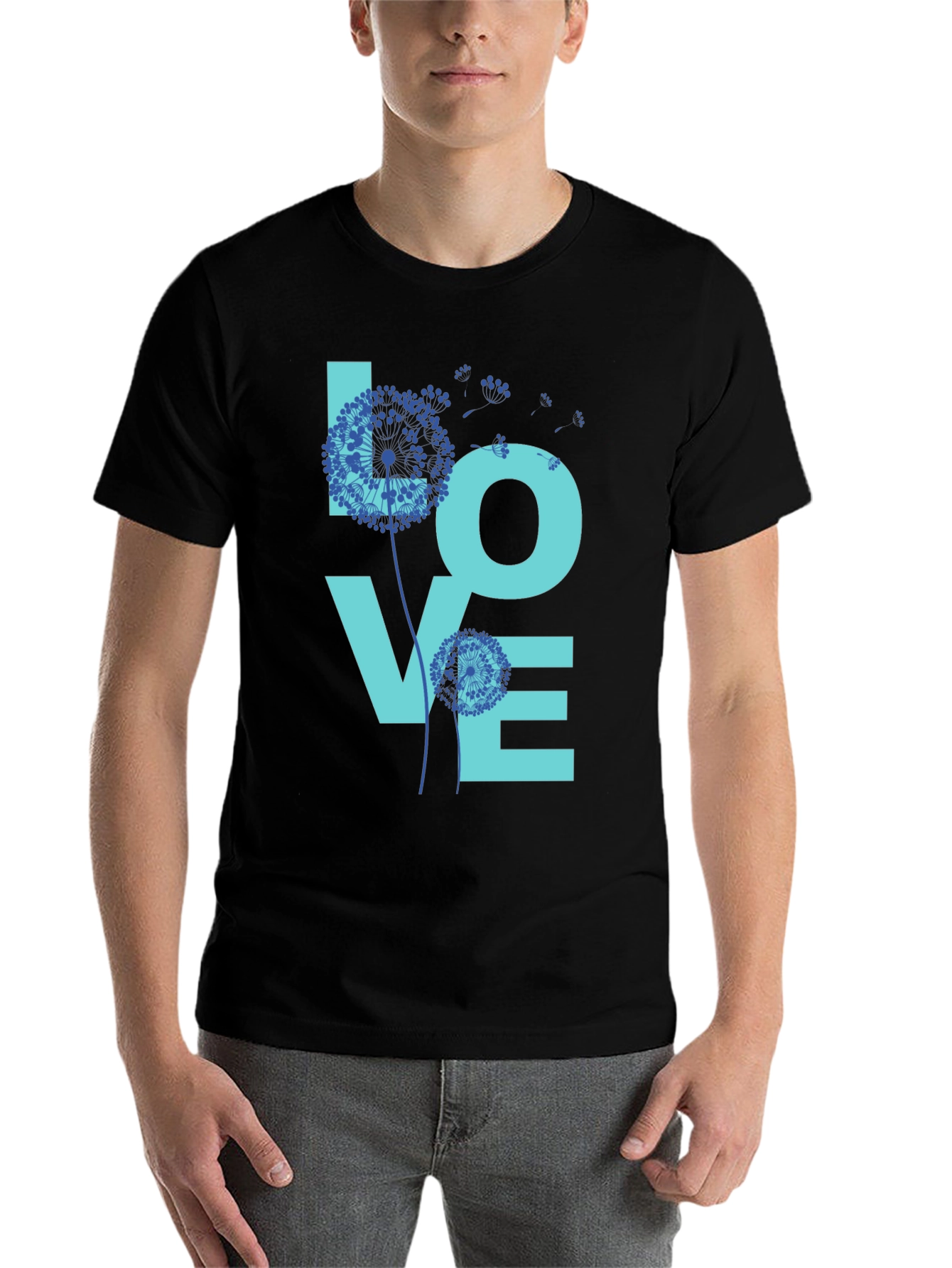 Black LOVE Dandelion Graphic T-Shirt view 7