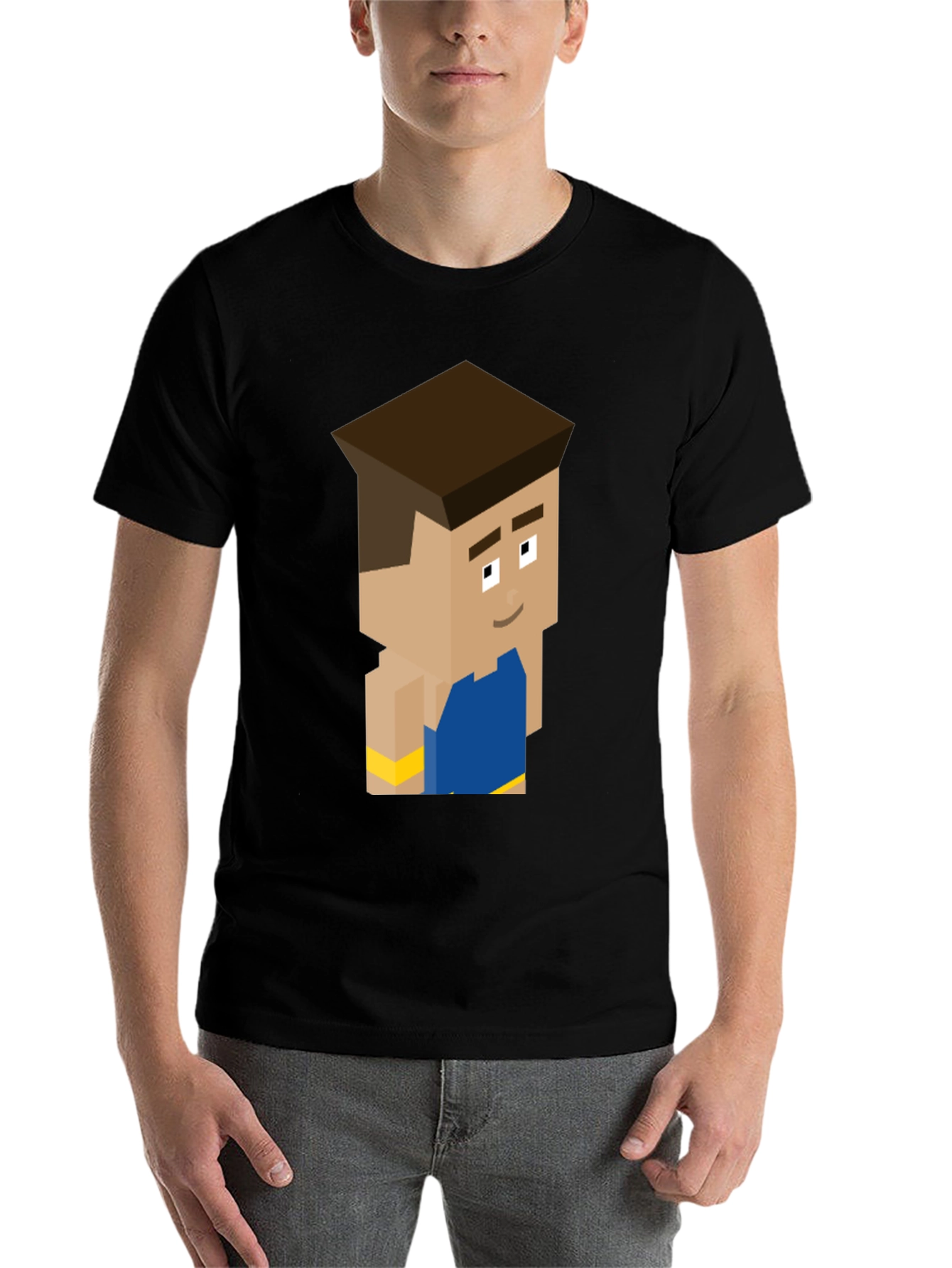 Black Pixel Art Character Tee - Black Cotton Blend view 7