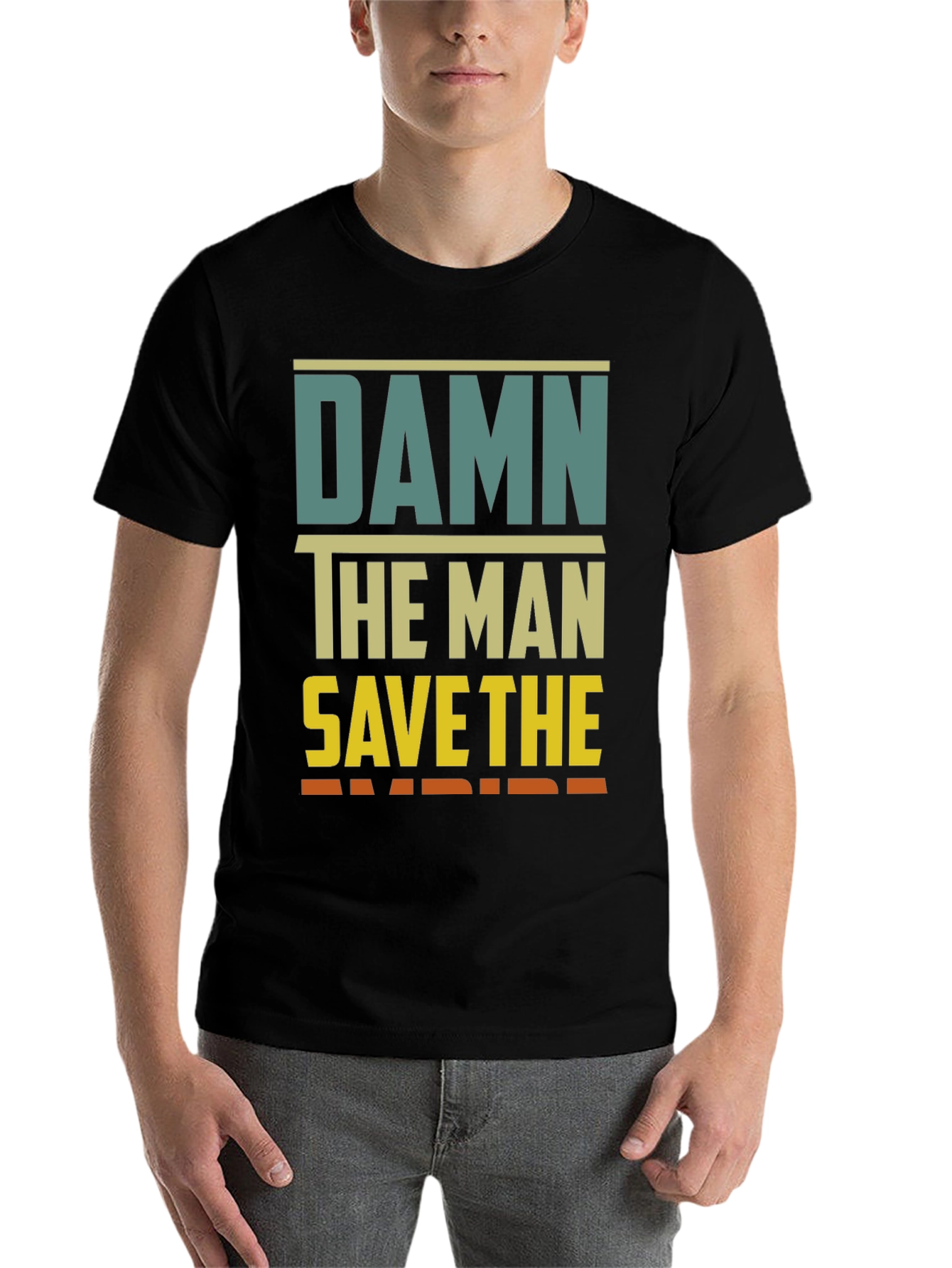 Black Damn The Man Save The Empire Graphic Tee view 7