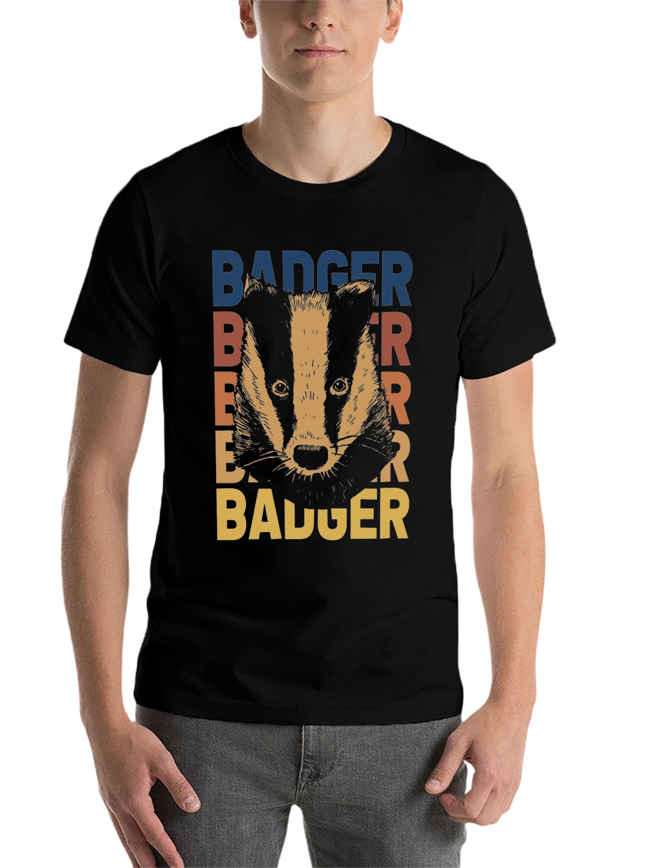 Black Retro Badger Graphic T-Shirt - Stylish Animal Tee view 7