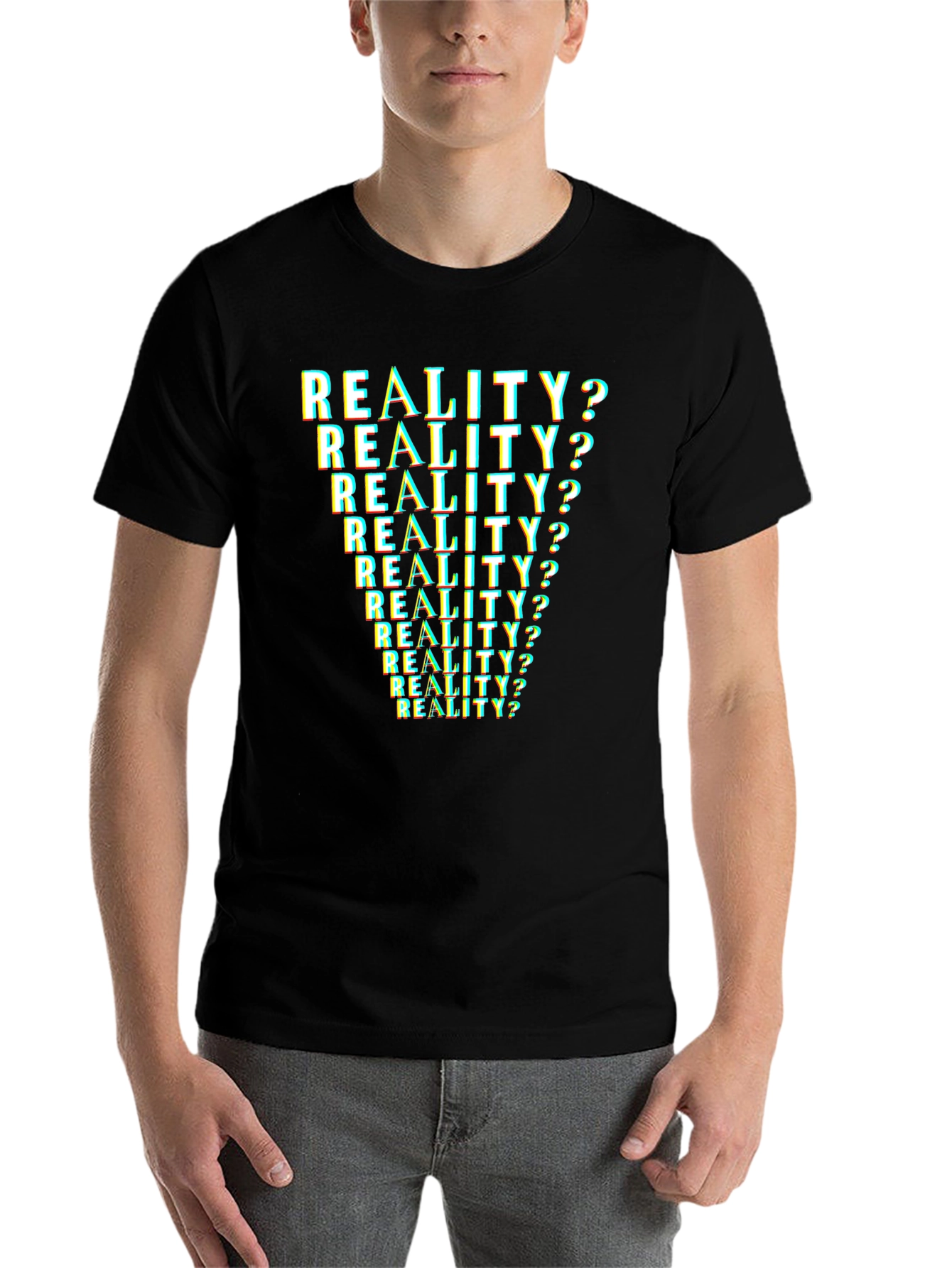 Black Reality? T-Shirt - Glitch Text Design view 7