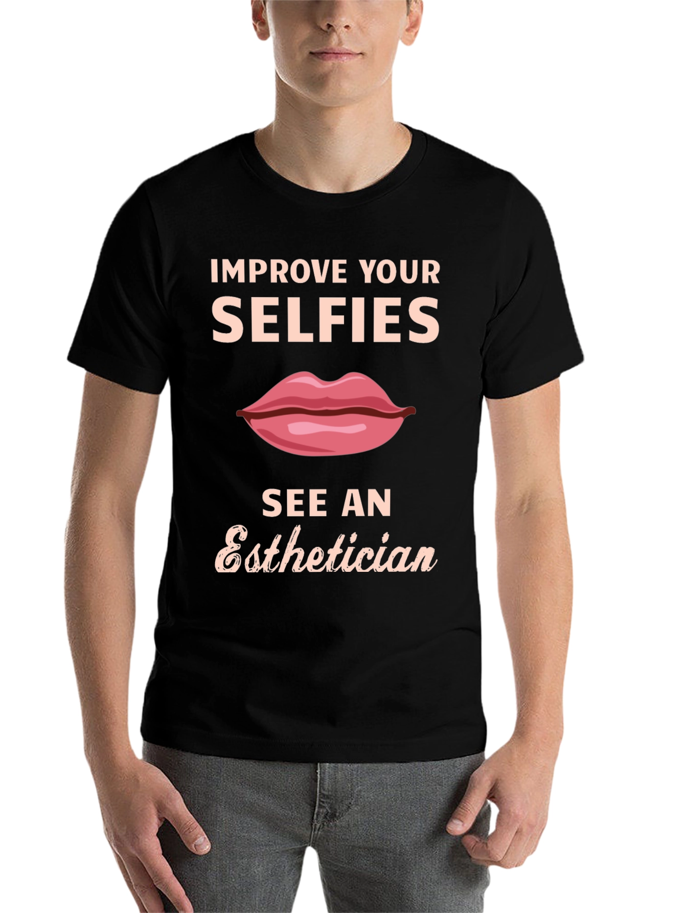 Black Improve Your Selfies T-Shirt view 7