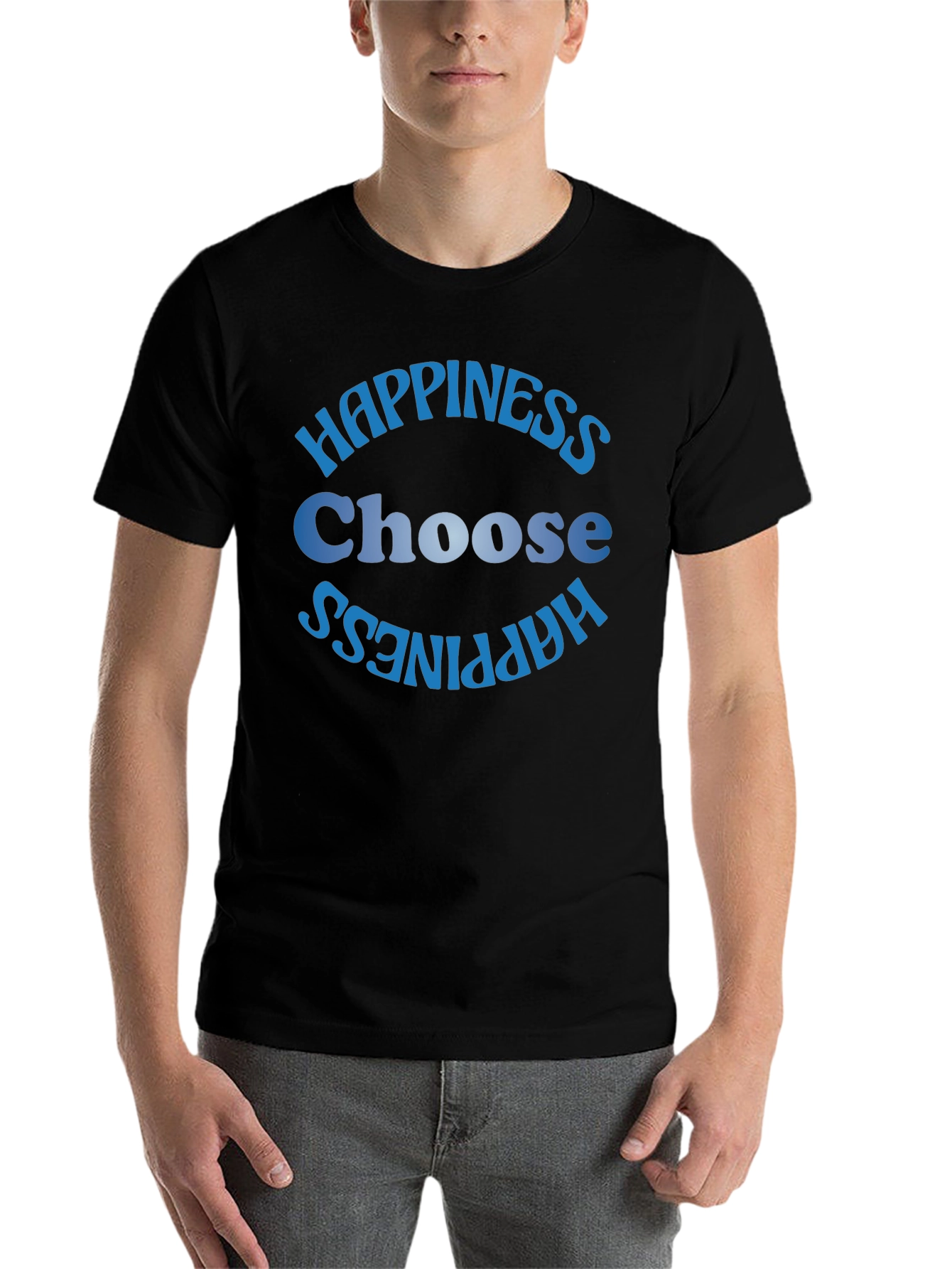 Black Choose Happiness T-Shirt - Black view 7