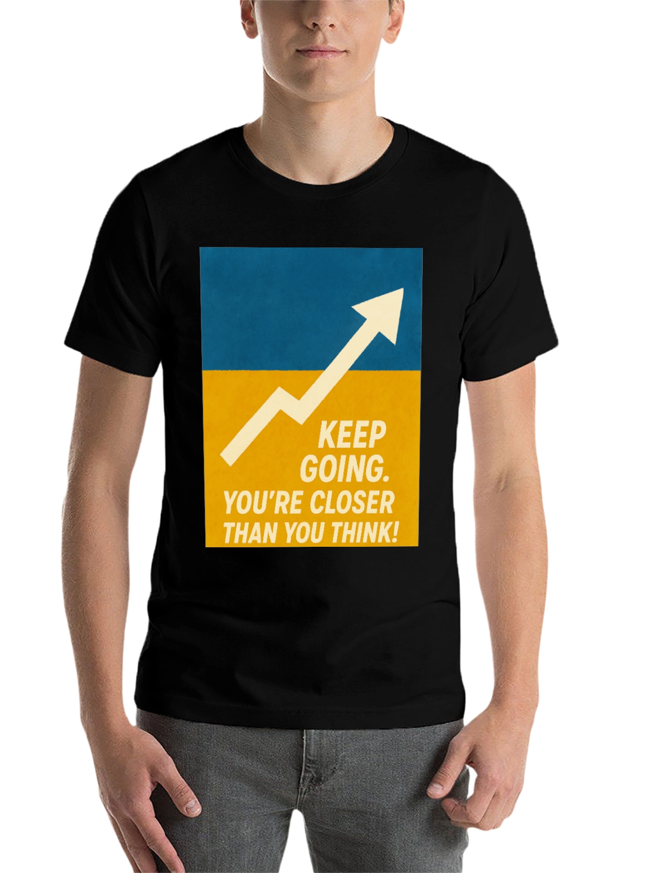 Black Motivational Graphic Tee - Keep Going! view 7