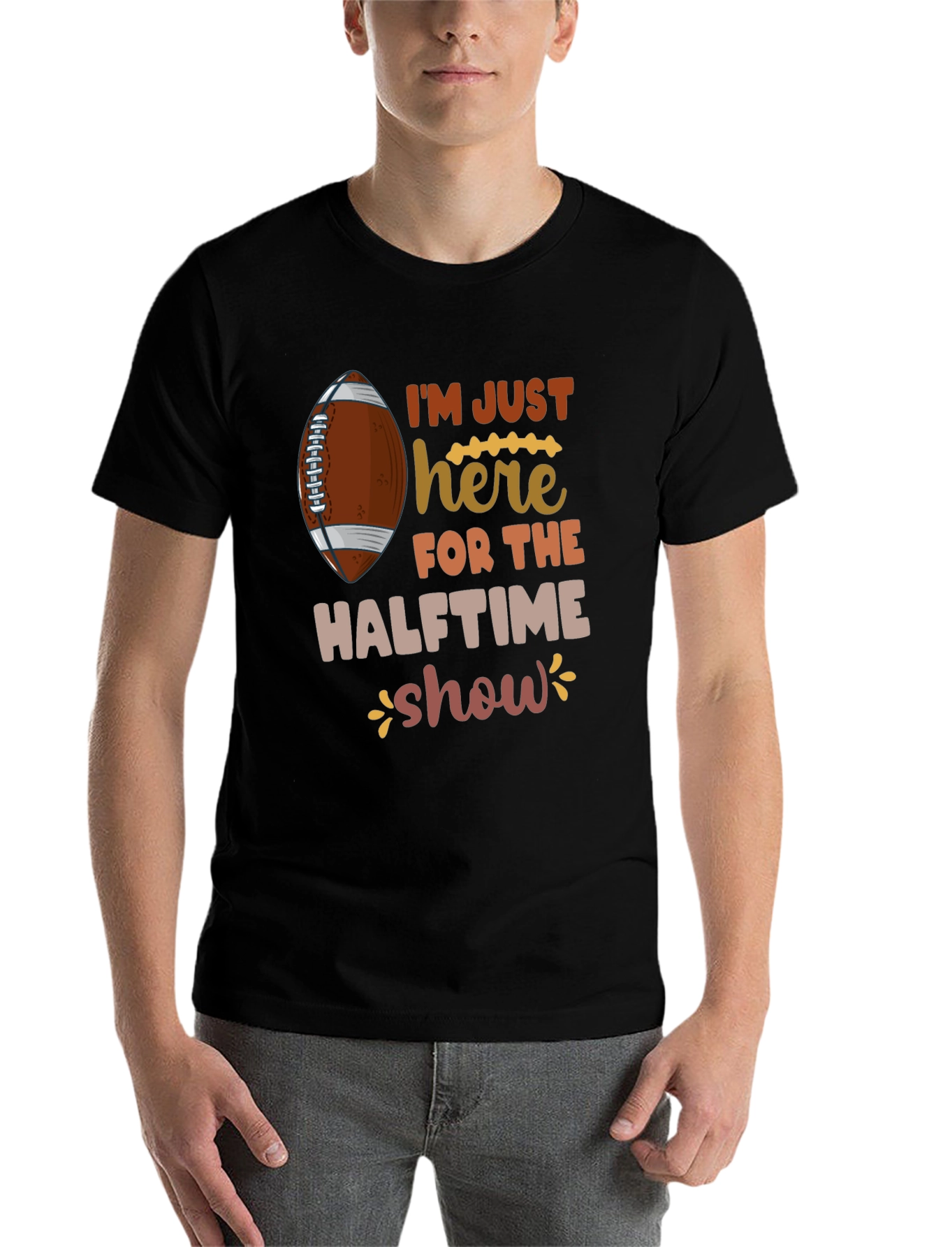 Black Halftime Show Football T-Shirt view 7