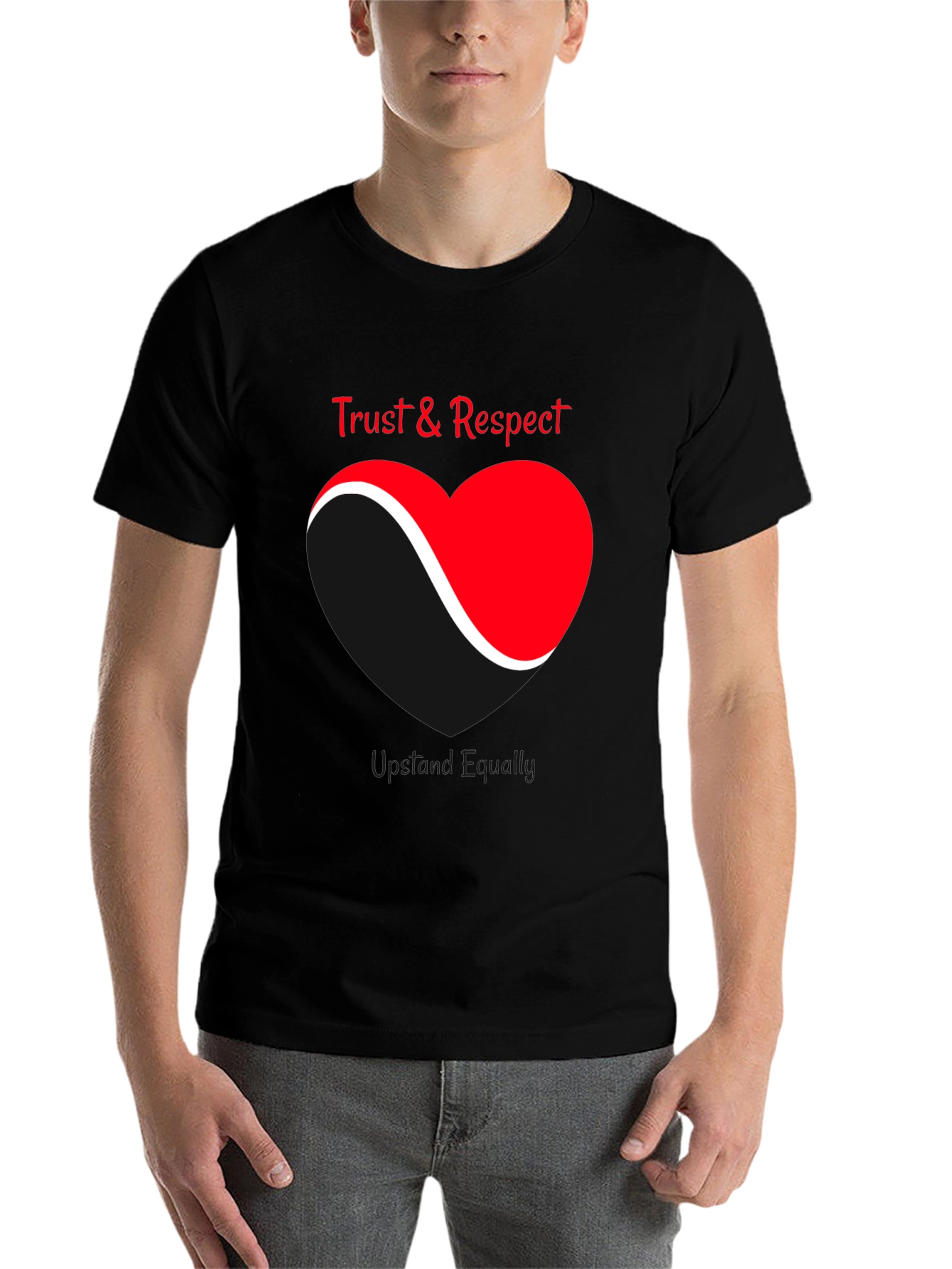 Black Trust & Respect Heart Graphic T-Shirt view 7