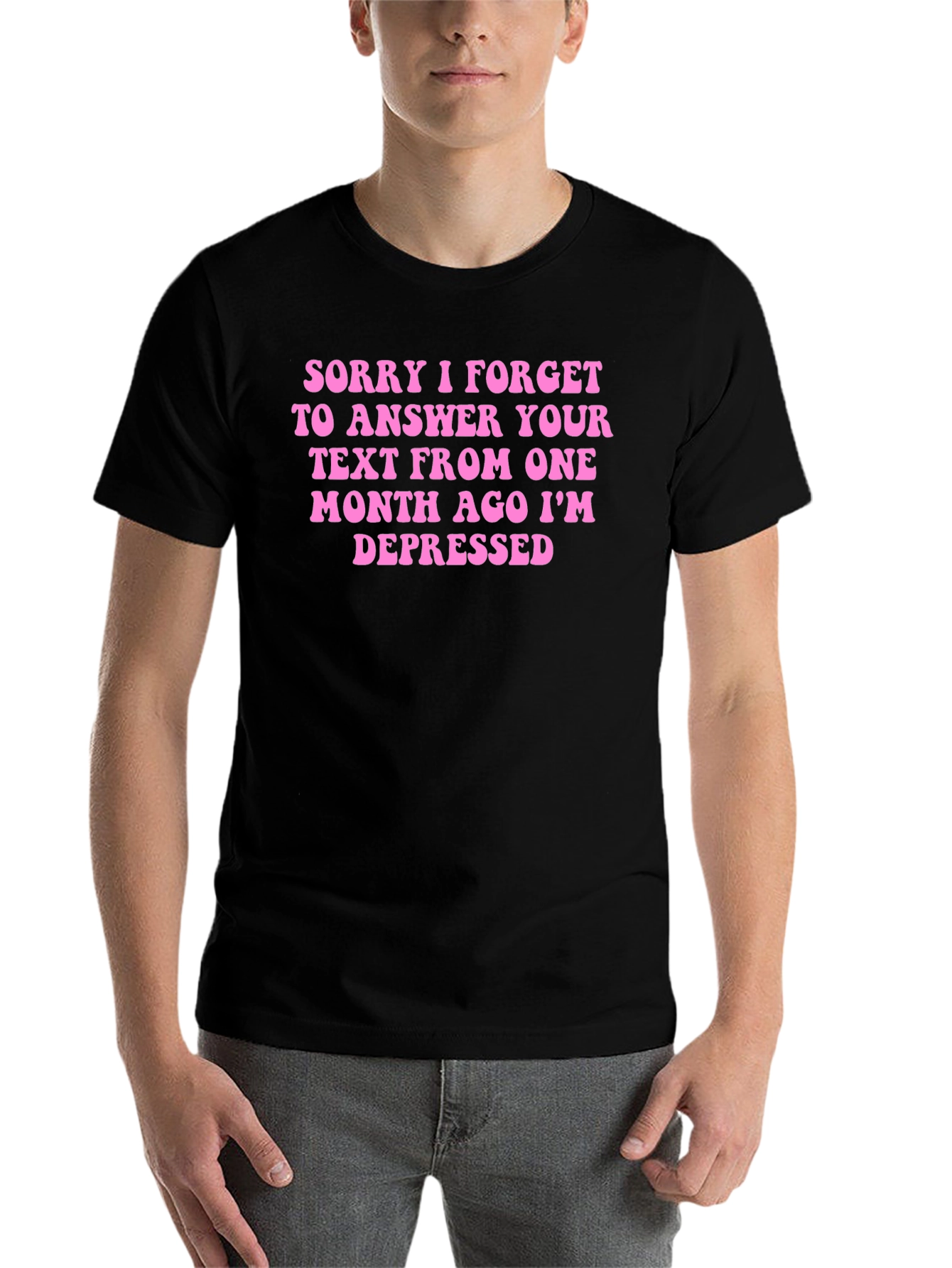 Black Sorry I'm Depressed T-Shirt view 7