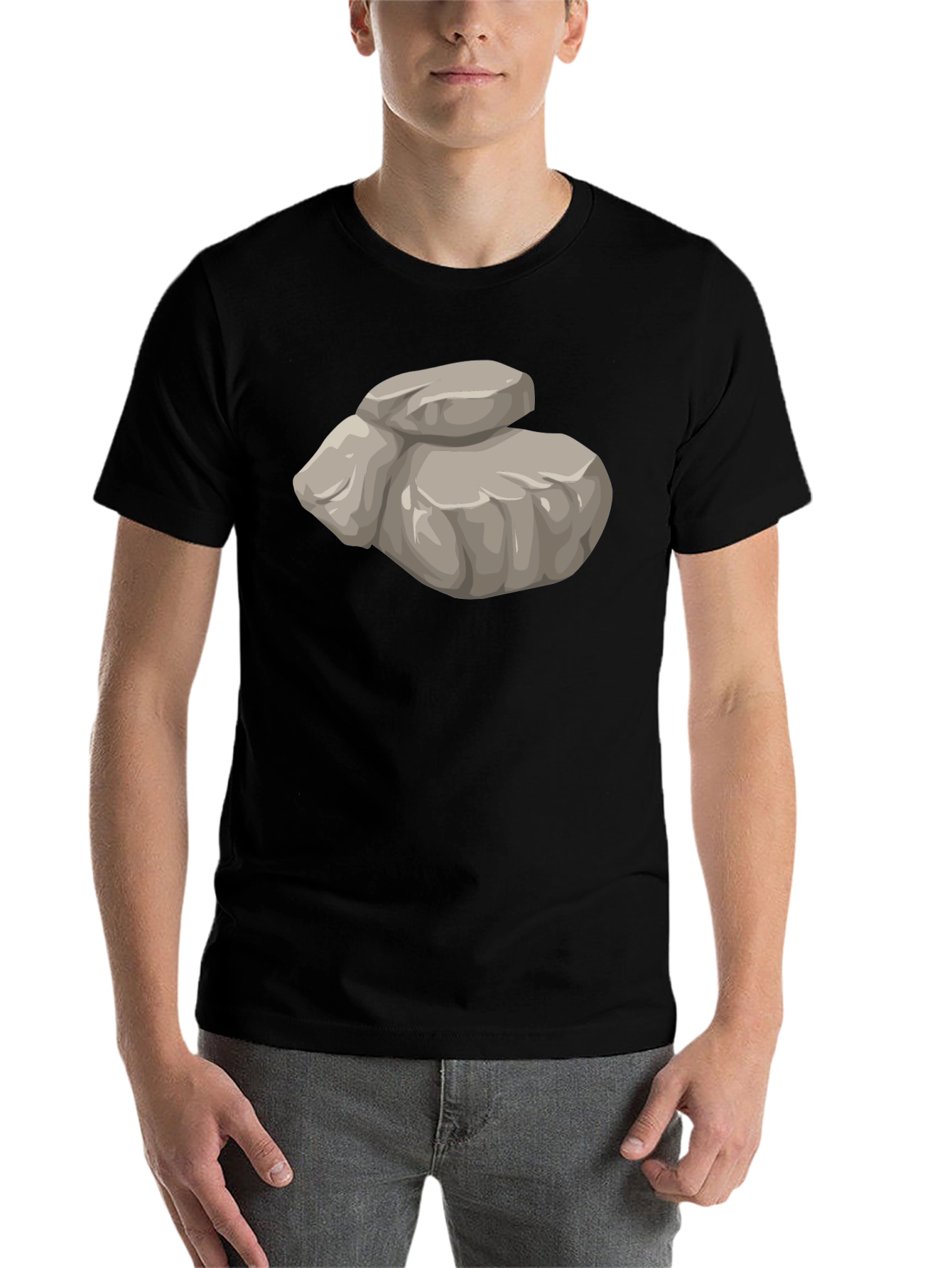 Black Funny Rock Pile Graphic T-Shirt - Black view 7