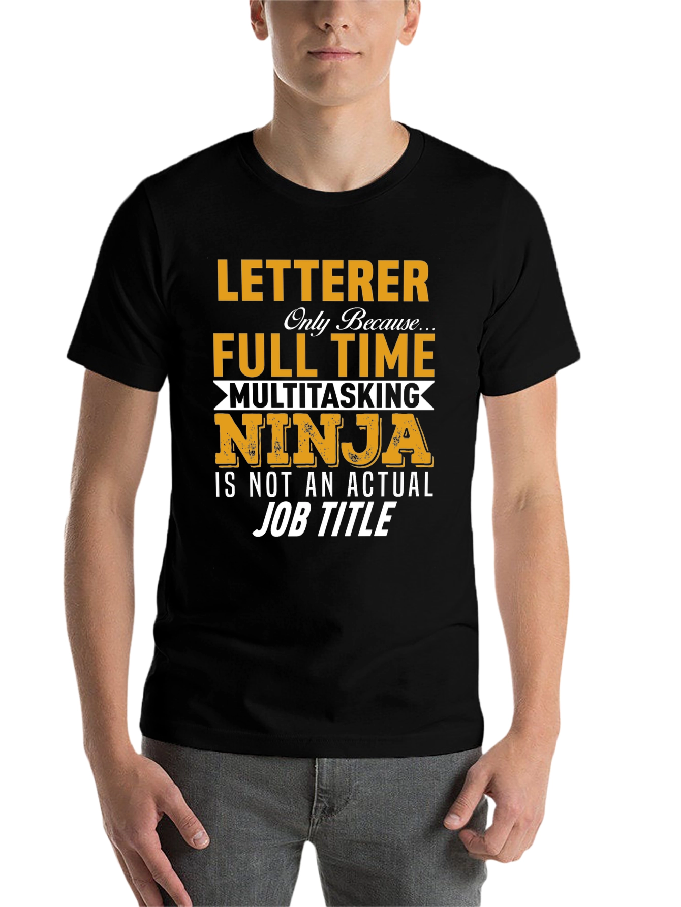 Black Letterer Ninja T-Shirt - Funny Job Title Tee view 7