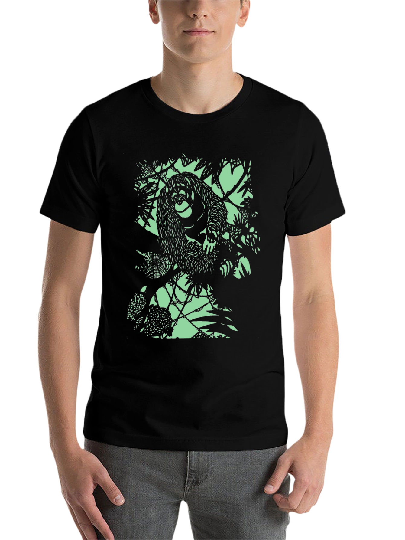Black Cool Orangutan Graphic T-Shirt view 7