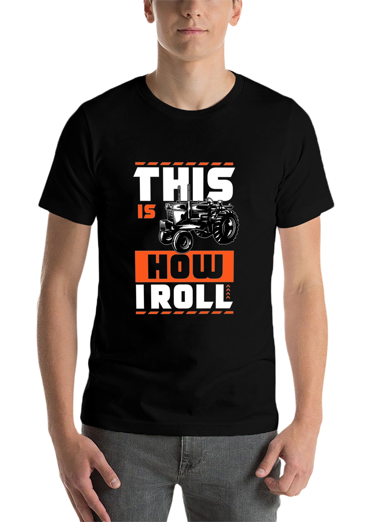 Black This Is How I Roll Tractor Graphic Tee view 7