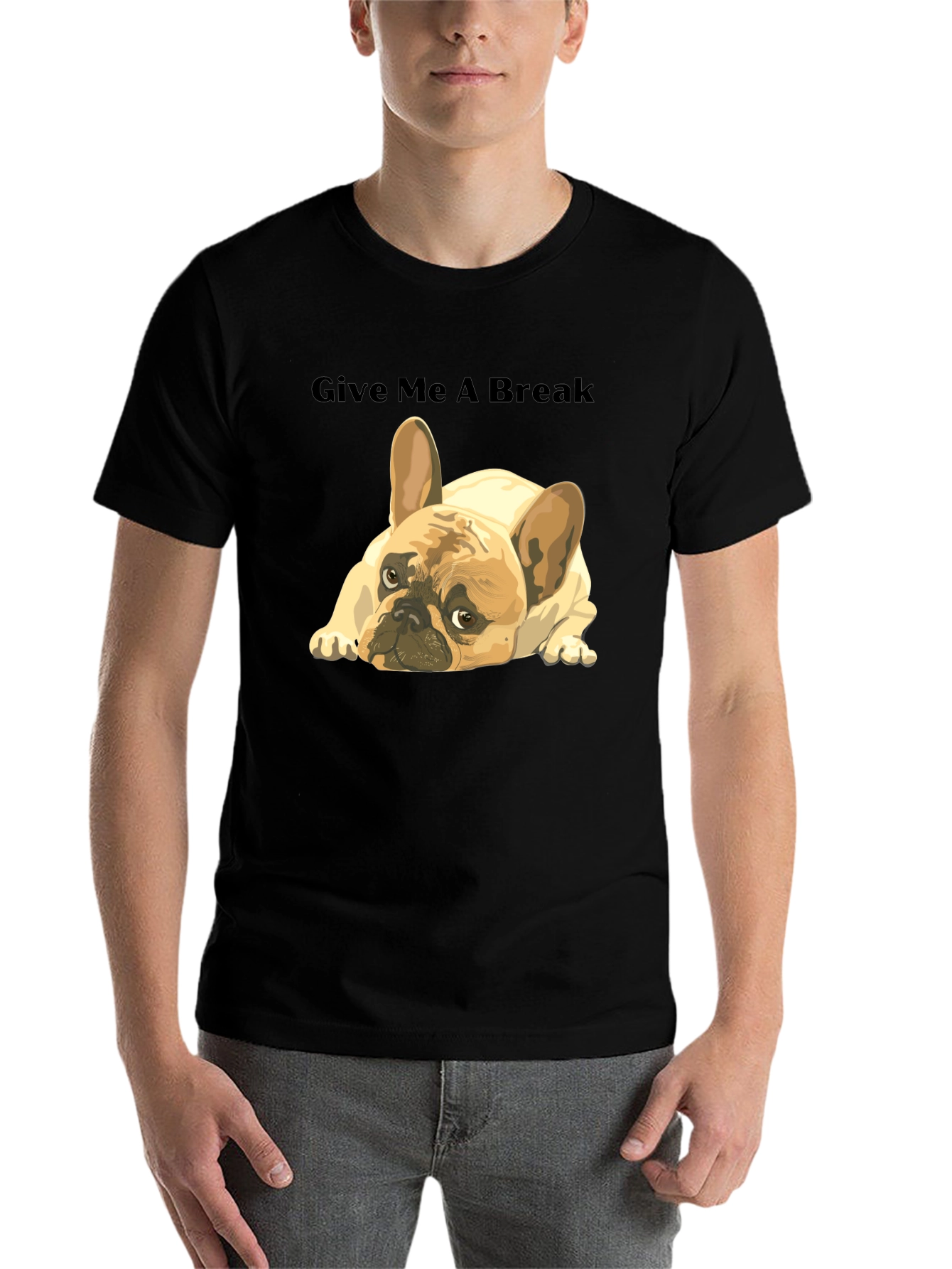 Black Give Me A Break French Bulldog T-Shirt view 7