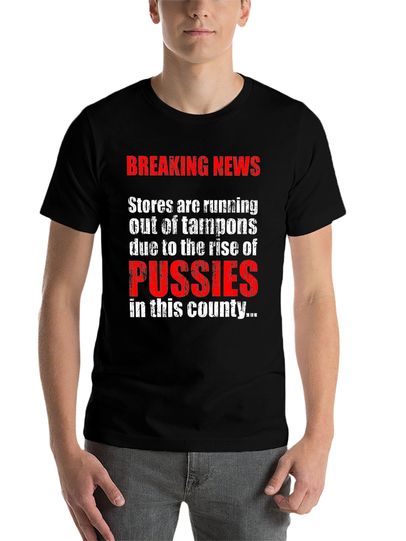 Black Breaking News Pussies T-Shirt  view 7