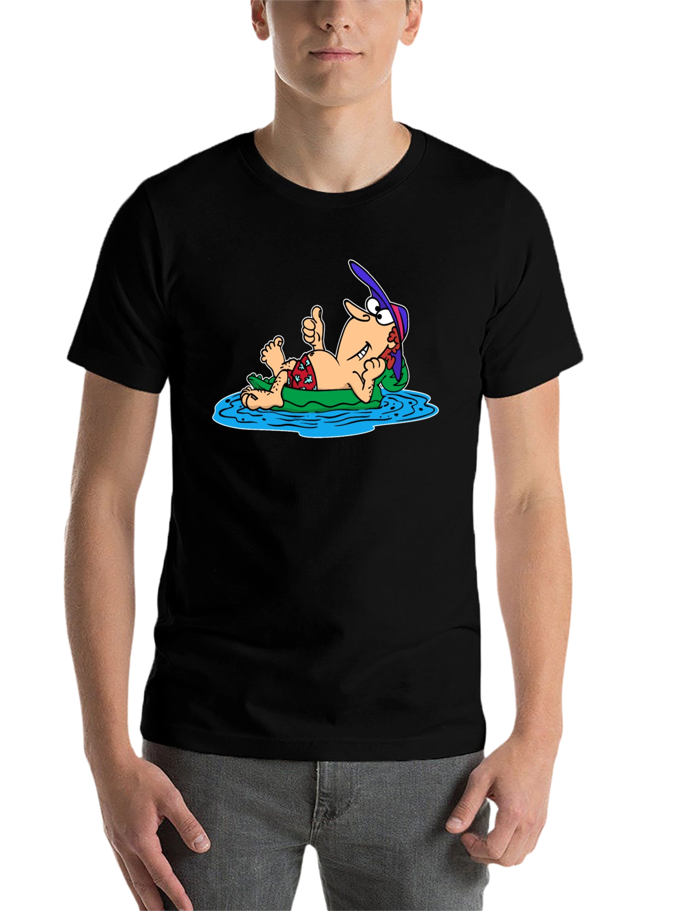 Black Relaxing Man Cartoon T-Shirt view 7