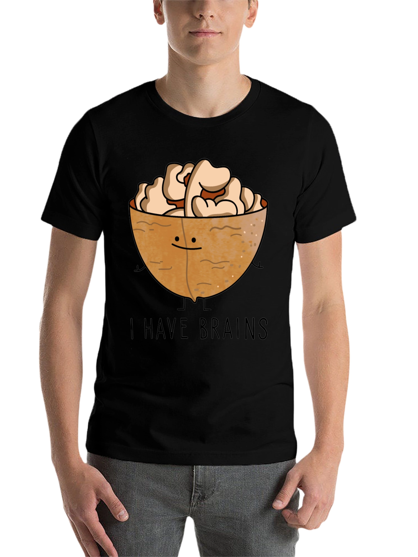 Black I Have Brains Walnut Graphic T-Shirt view 7