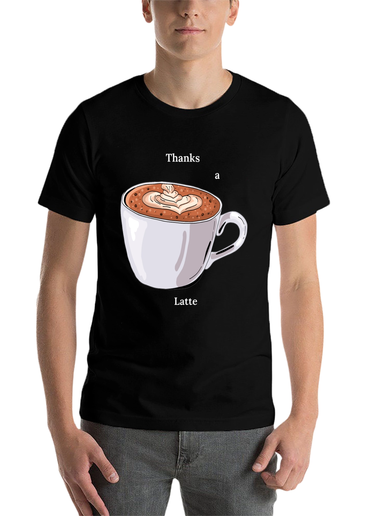 Black Thanks a Latte T-Shirt - Coffee Lover Tee view 7