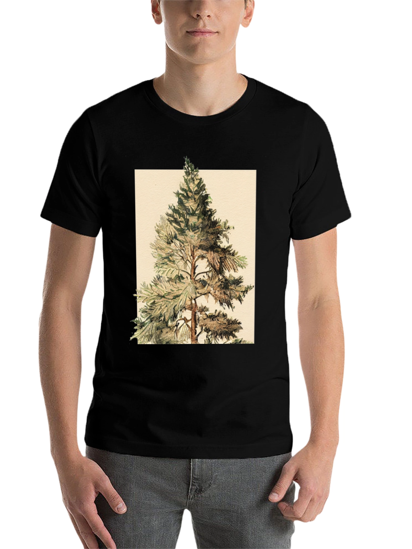 Black Pine Tree Graphic Tee - Nature Inspired Design view 7