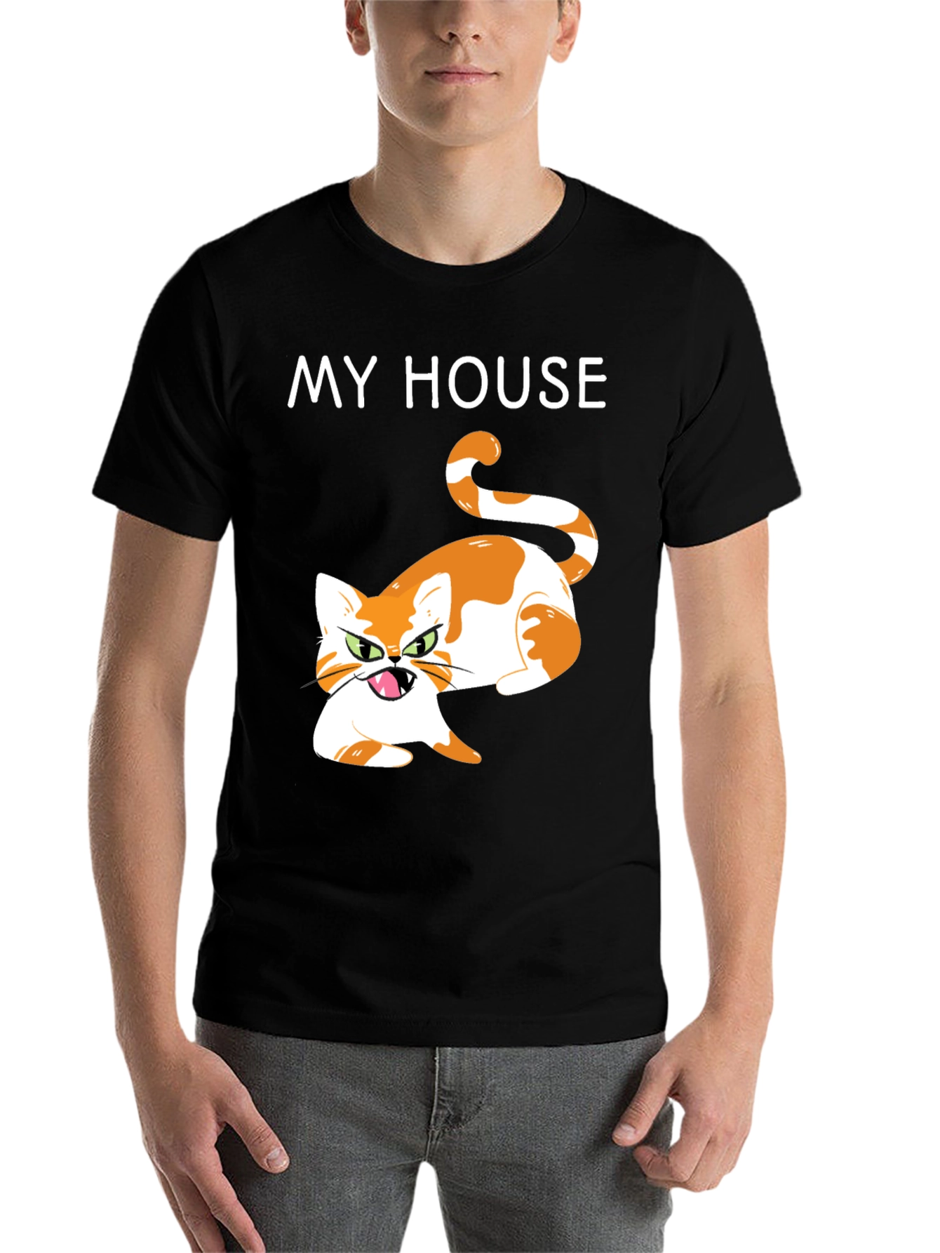 Black My House Cat Graphic T-Shirt - Novelty Tee view 7
