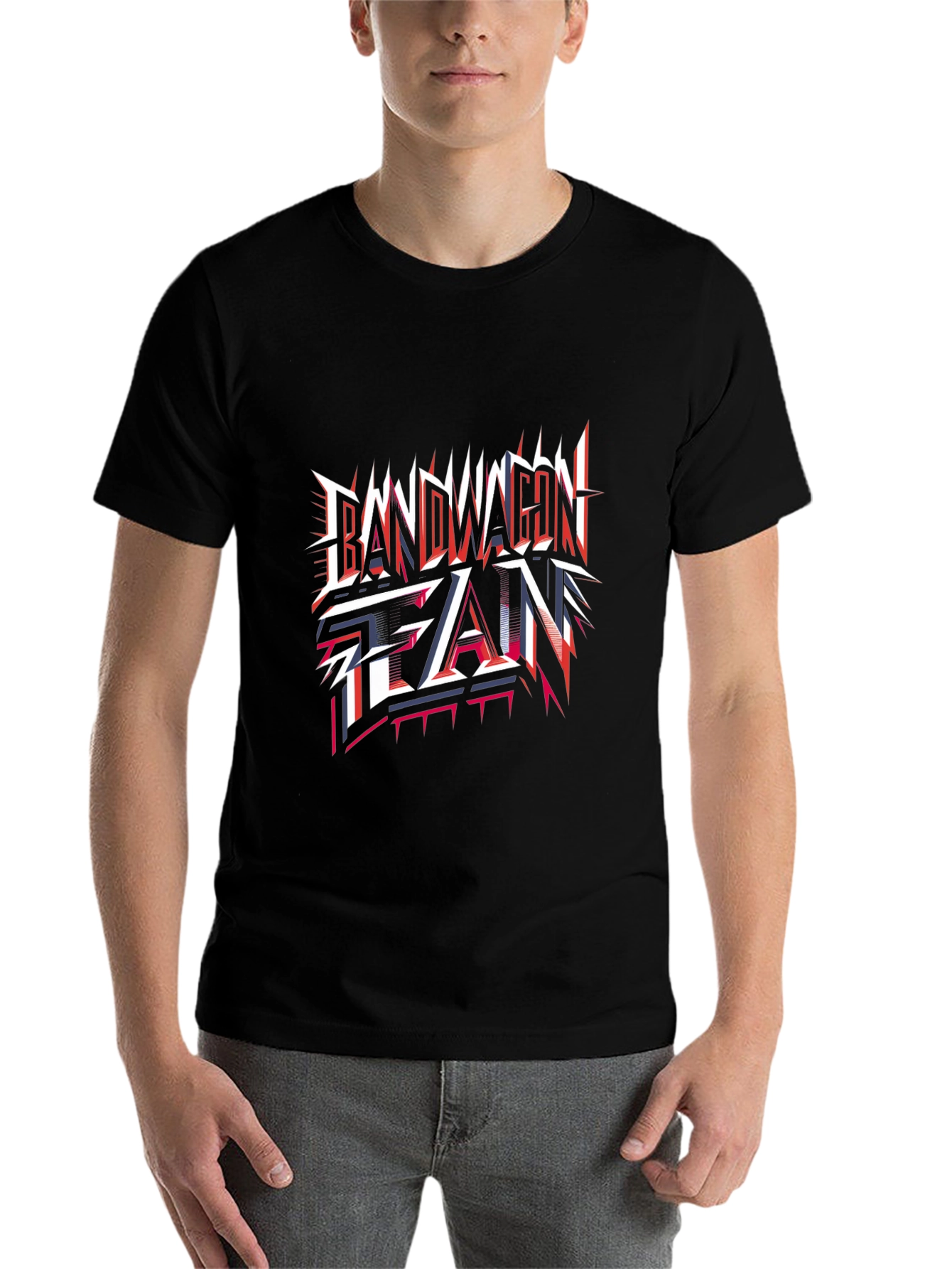 Black Bandwagon Fan Graphic Tee - Black Cotton T-Shirt view 7