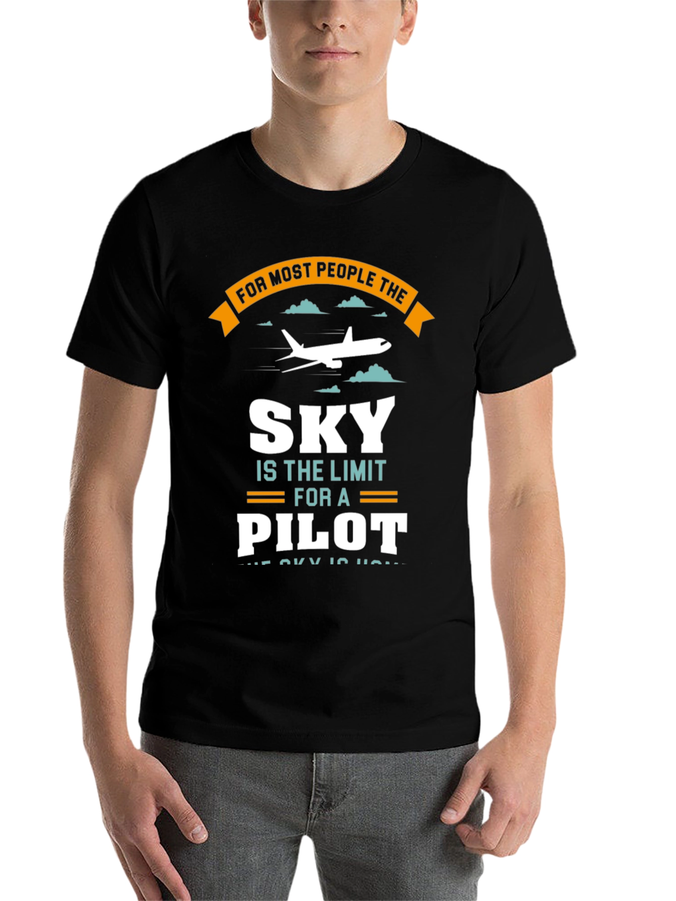 Black Pilot Sky Limit T-Shirt - Aviation Gift Tee view 7