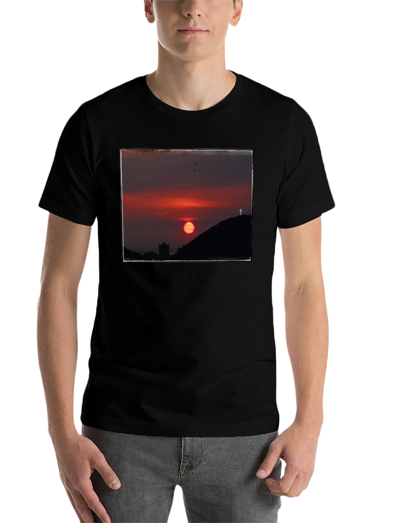Black Sunset Cross Graphic Tee - Black view 7
