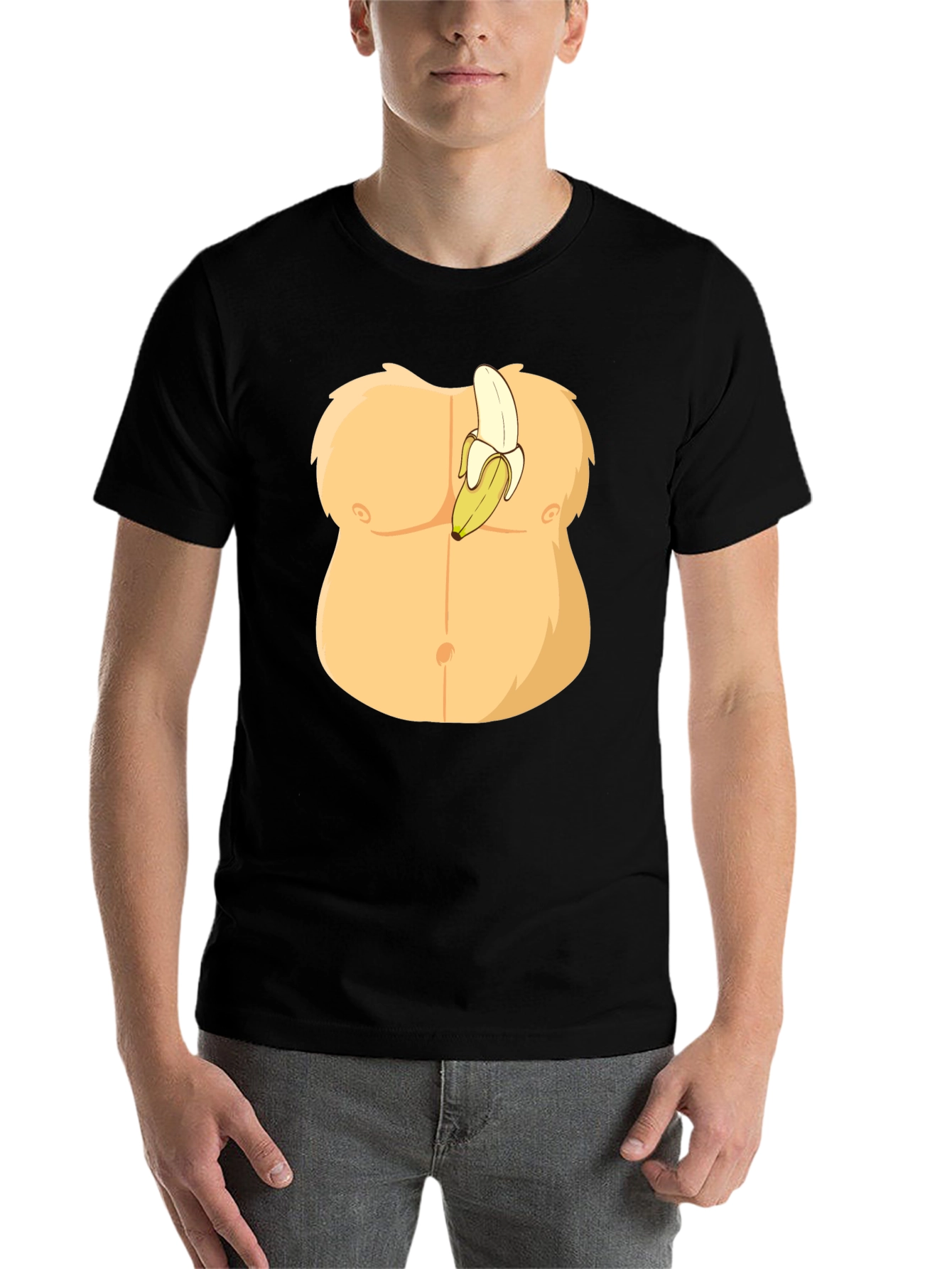 Black Funny Banana Abs Graphic T-Shirt view 7