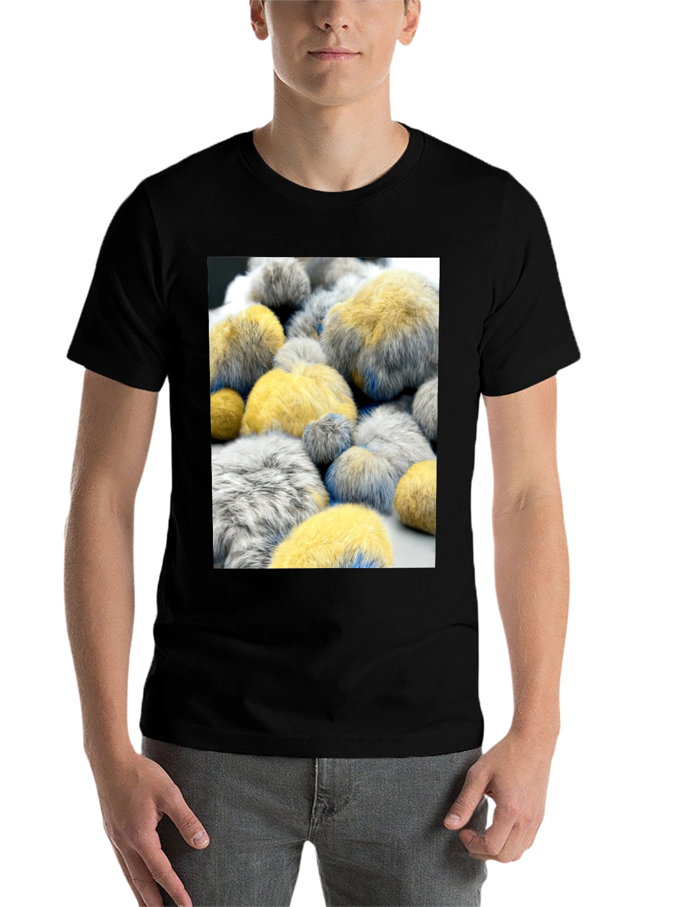 Black Abstract Fluffy Ball Pattern Tee view 7