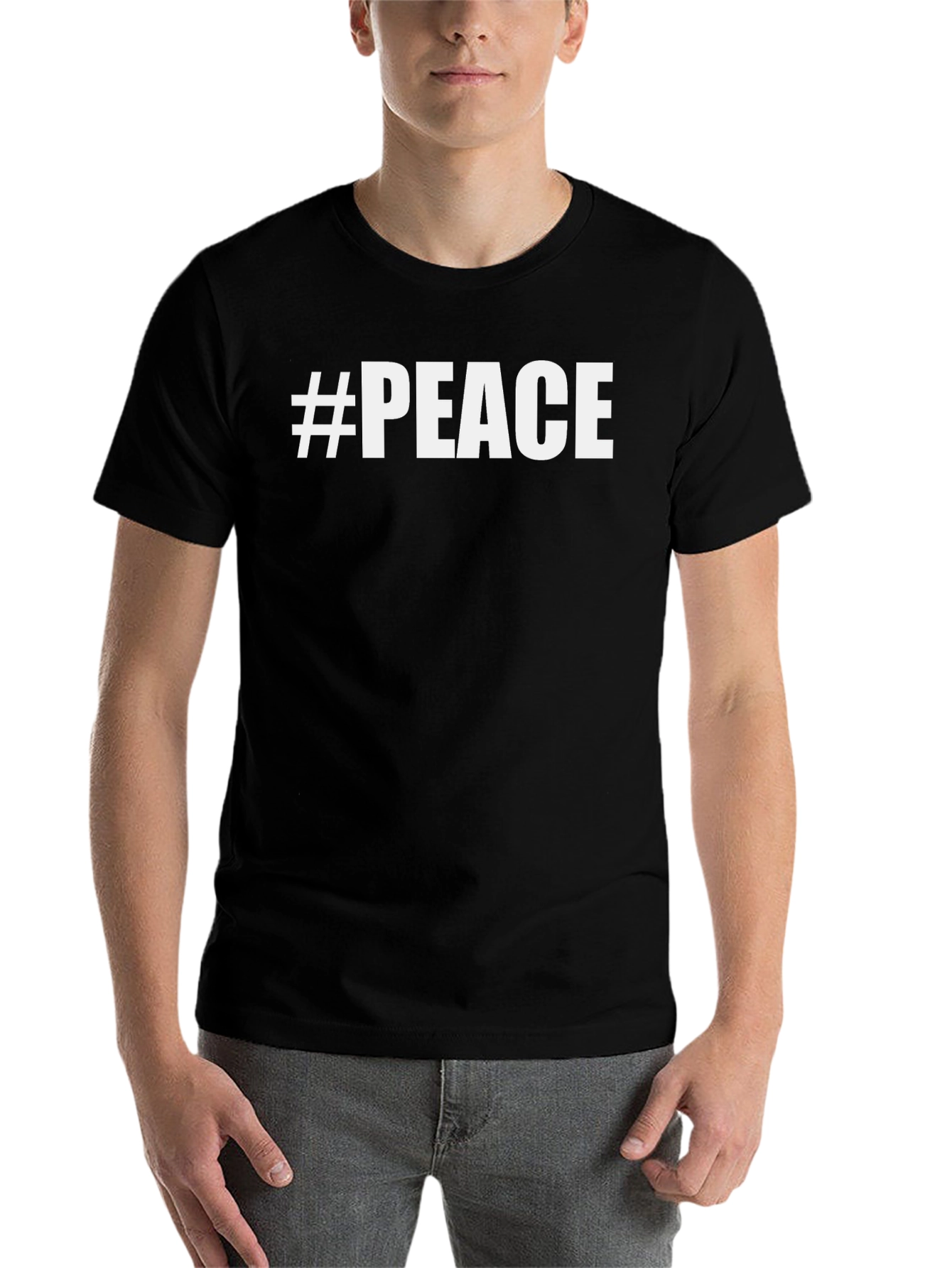 Black #Peace Graphic T-Shirt - Stylish Menswear view 7