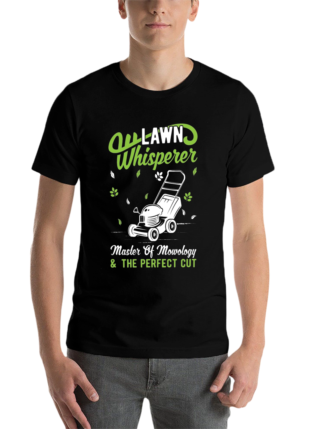 Black Lawn Whisperer T-Shirt - Perfect Cut Mowology Tee view 7