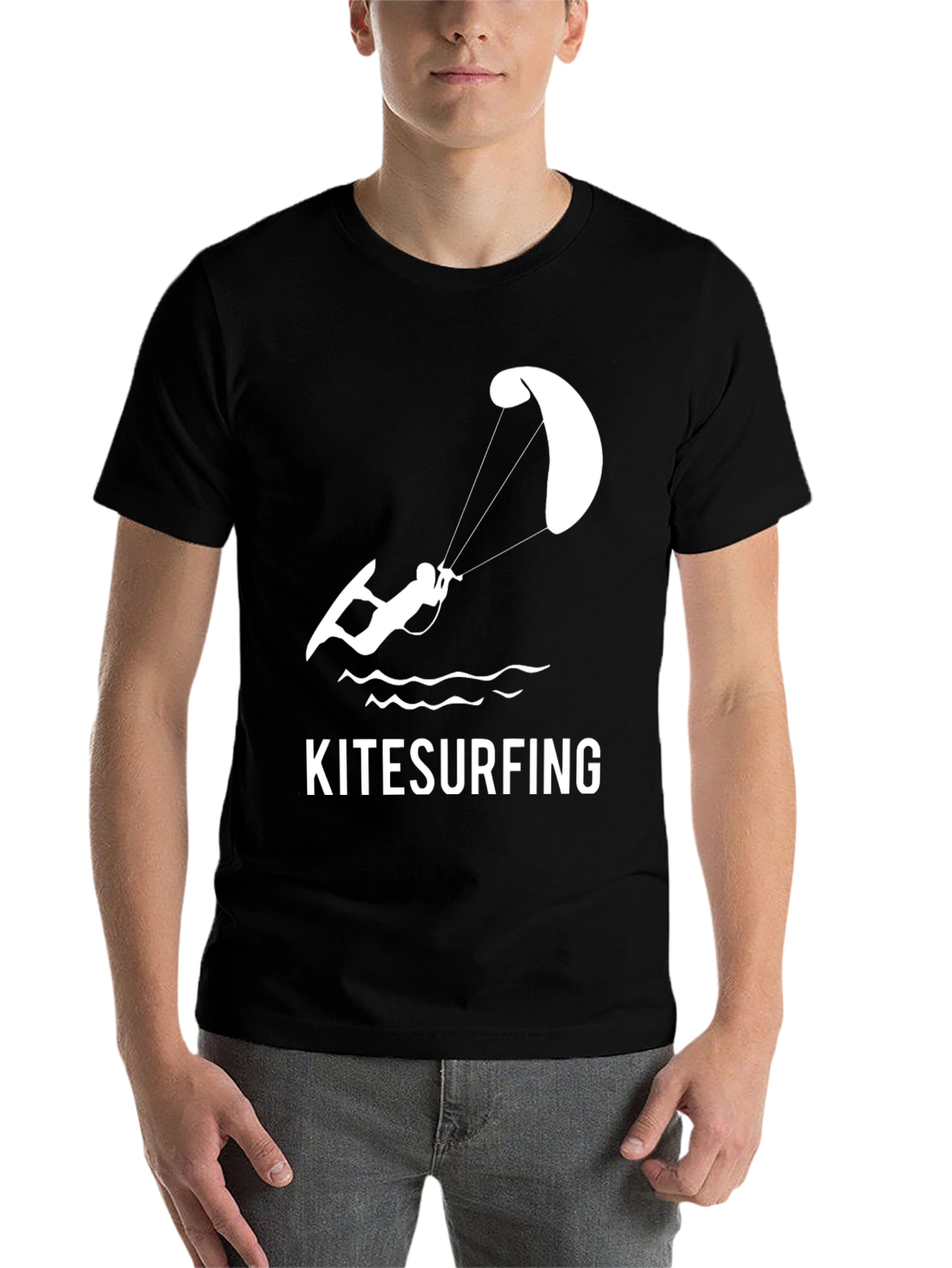 Black Kitesurfing Graphic Tee - Stylish Water Sports Apparel view 7