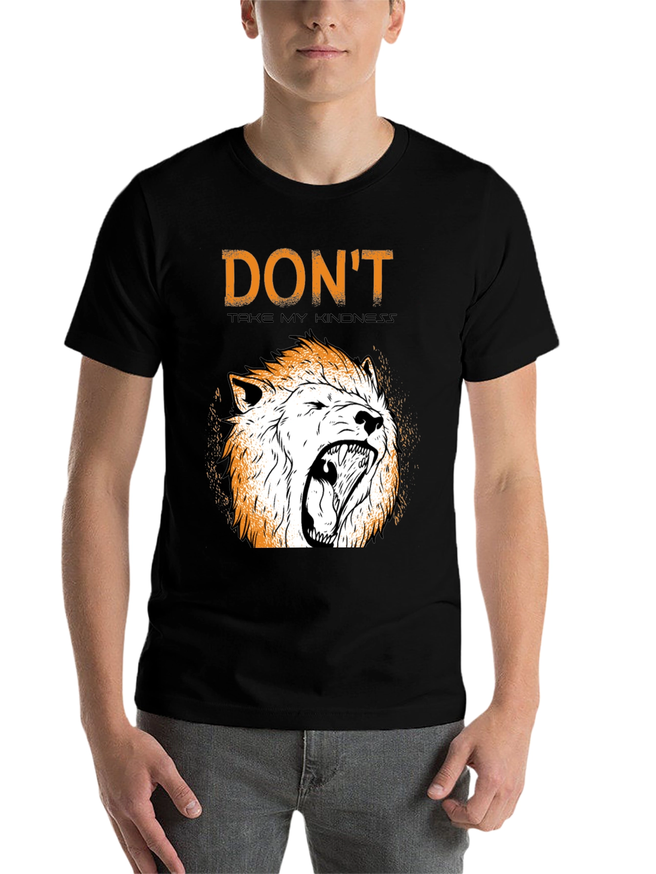 Black Don't Take My Kindness T-Shirt with Lion Graphic view 7