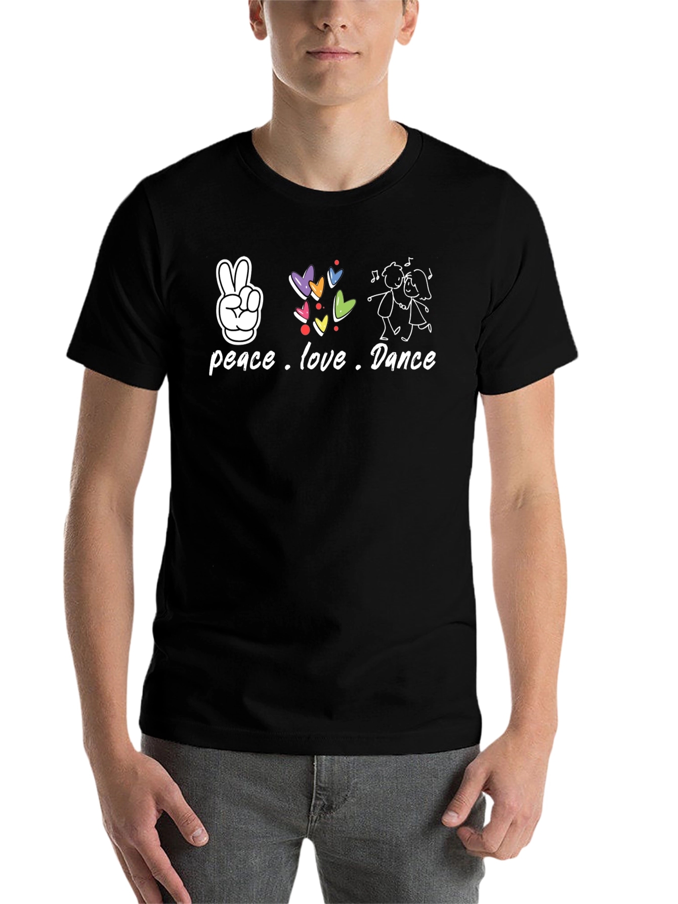 Black Peace Love Dance Graphic T-Shirt view 7