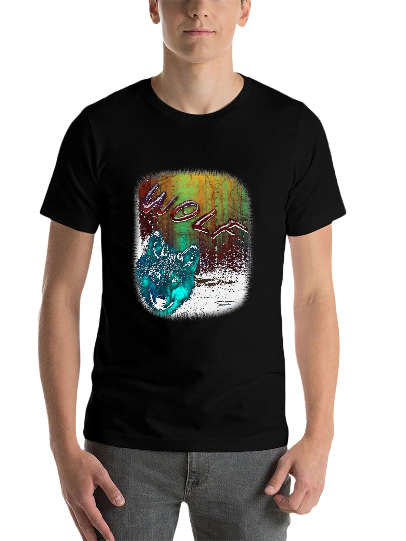 Black Wolf Graphic Tee - Nature Inspired T-Shirt view 7