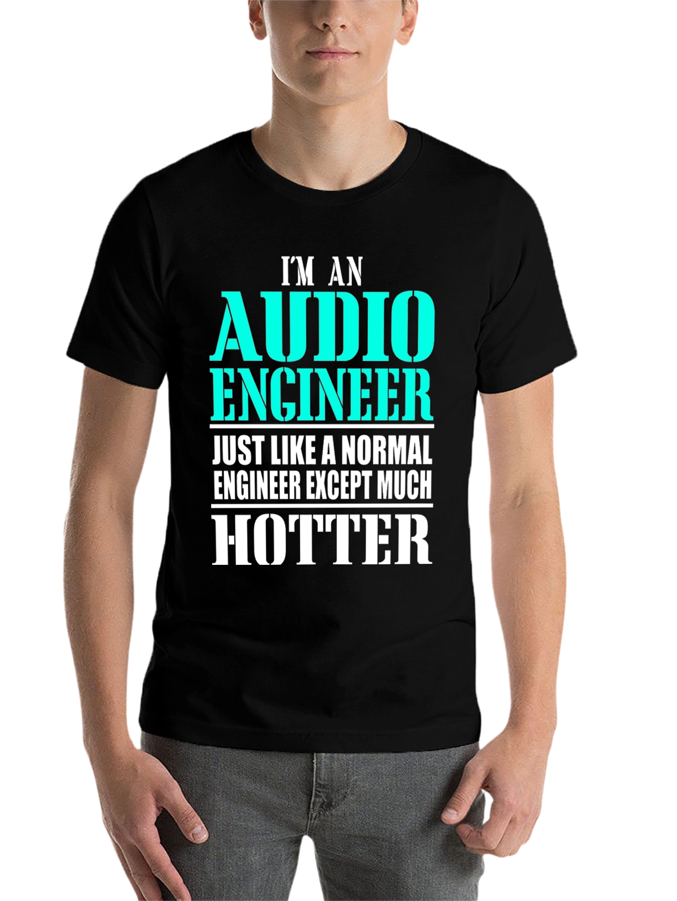 Black Audio Engineer Hotter T-Shirt view 7