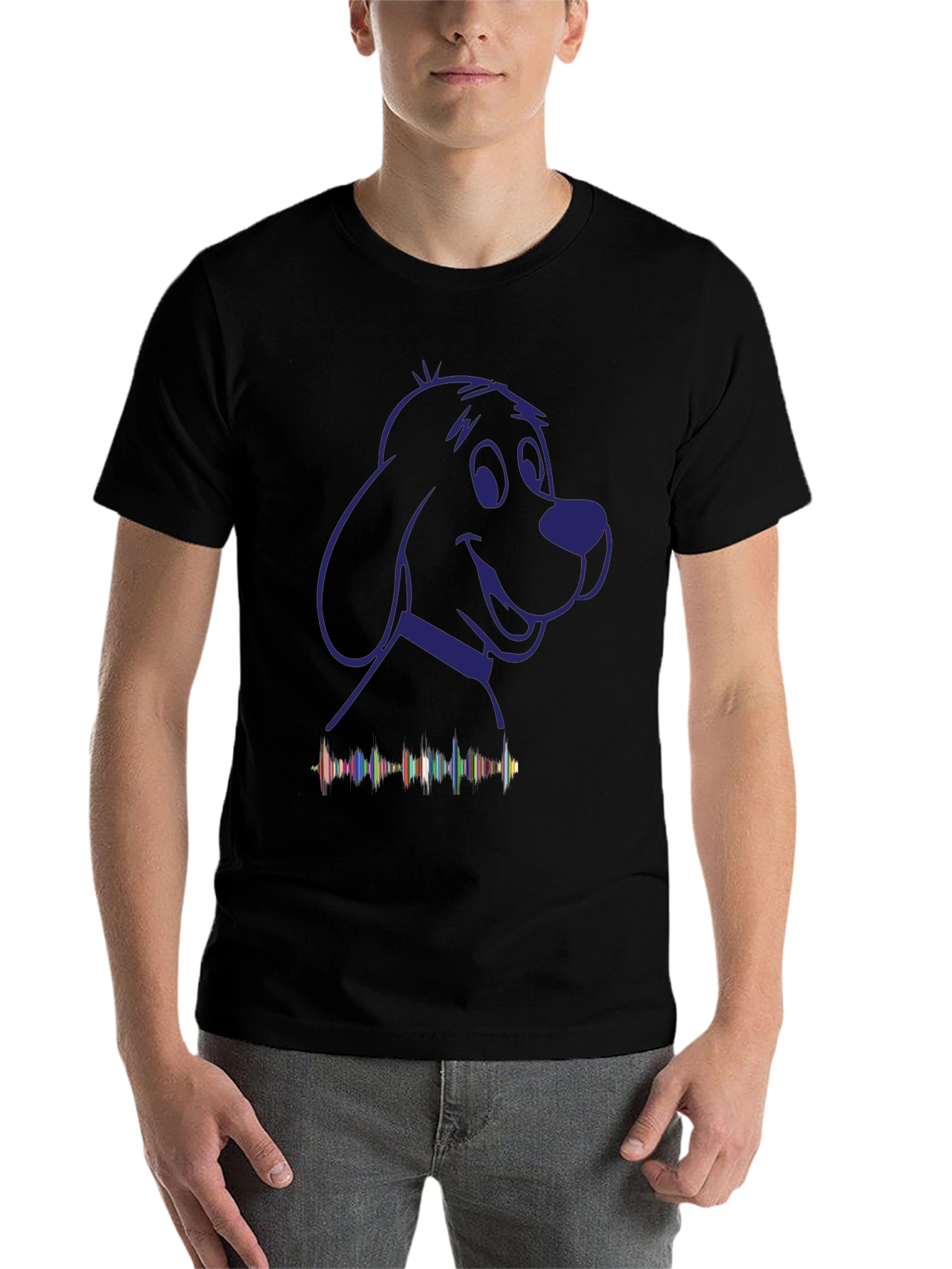 Black Dog Outline T-Shirt with Soundwave Graphic view 7