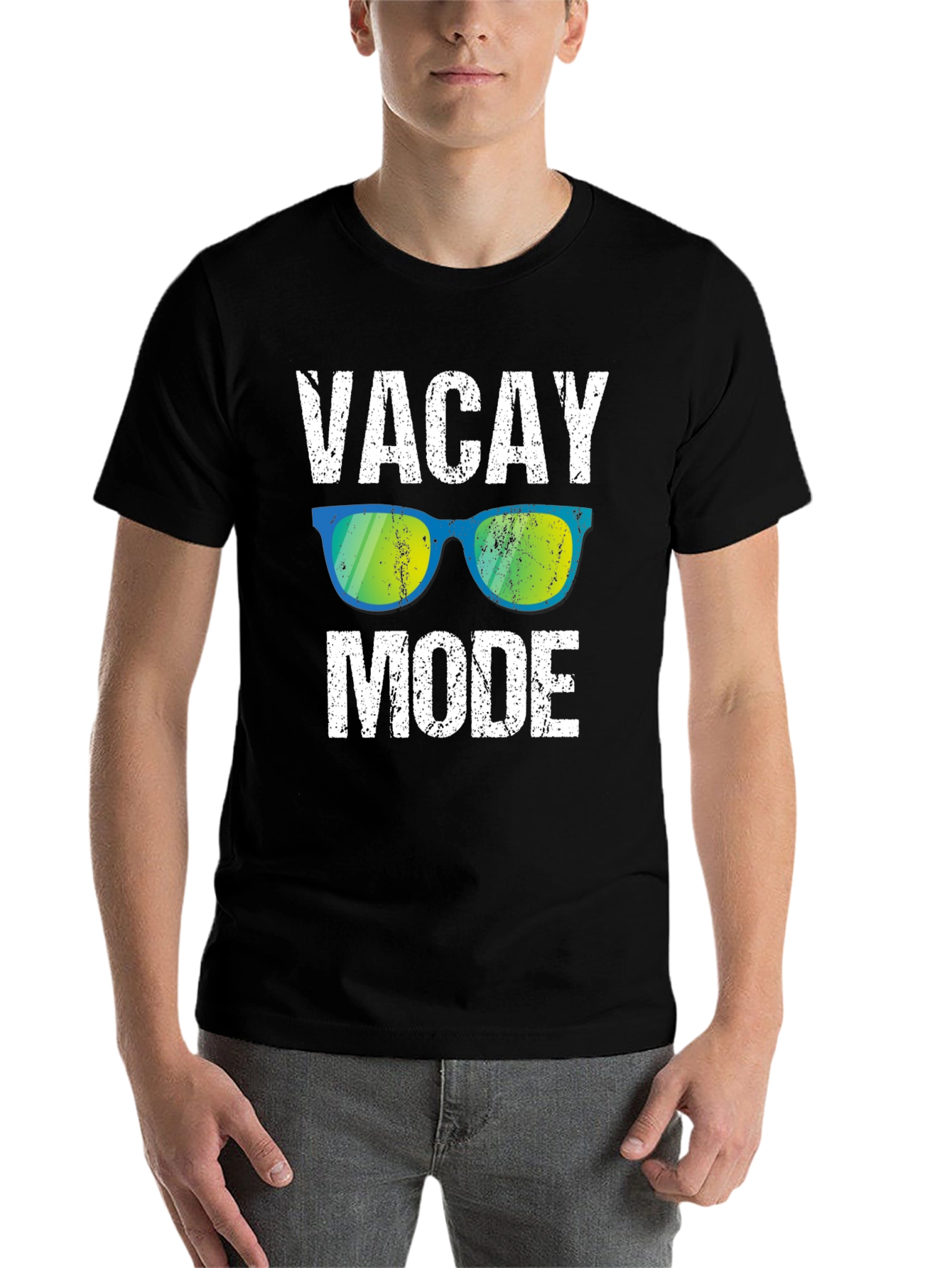 Black Vacay Mode Graphic Tee - Relaxed Holiday Style view 7