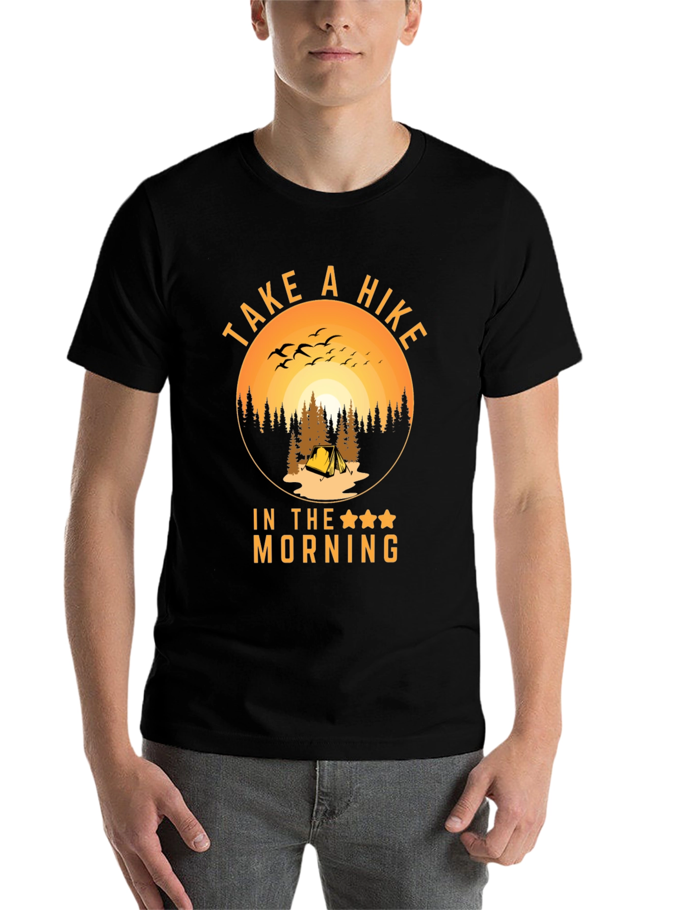Black Take A Hike In The Morning T-Shirt view 7