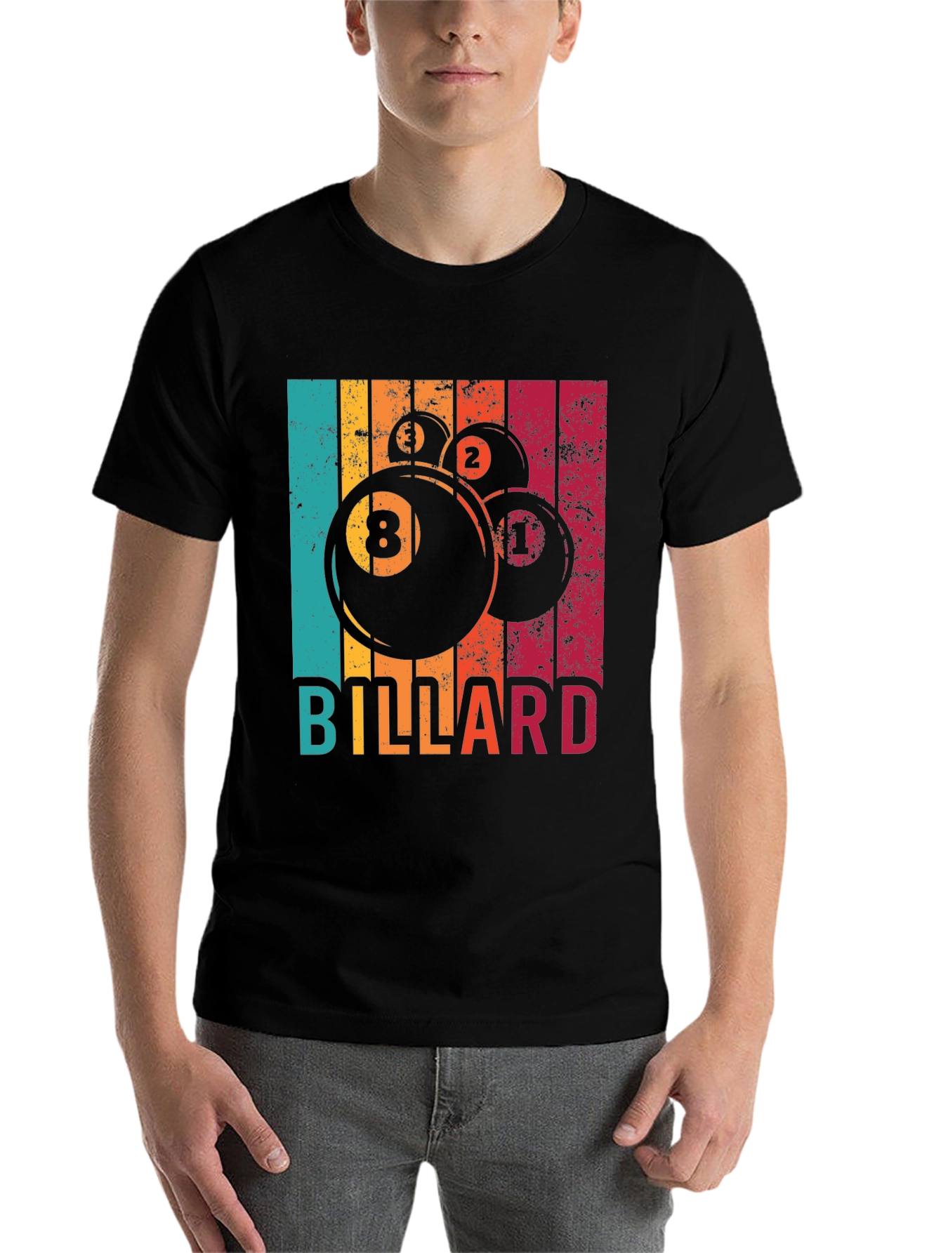 Black Retro Billiards T-Shirt - Vintage Pool Design view 7