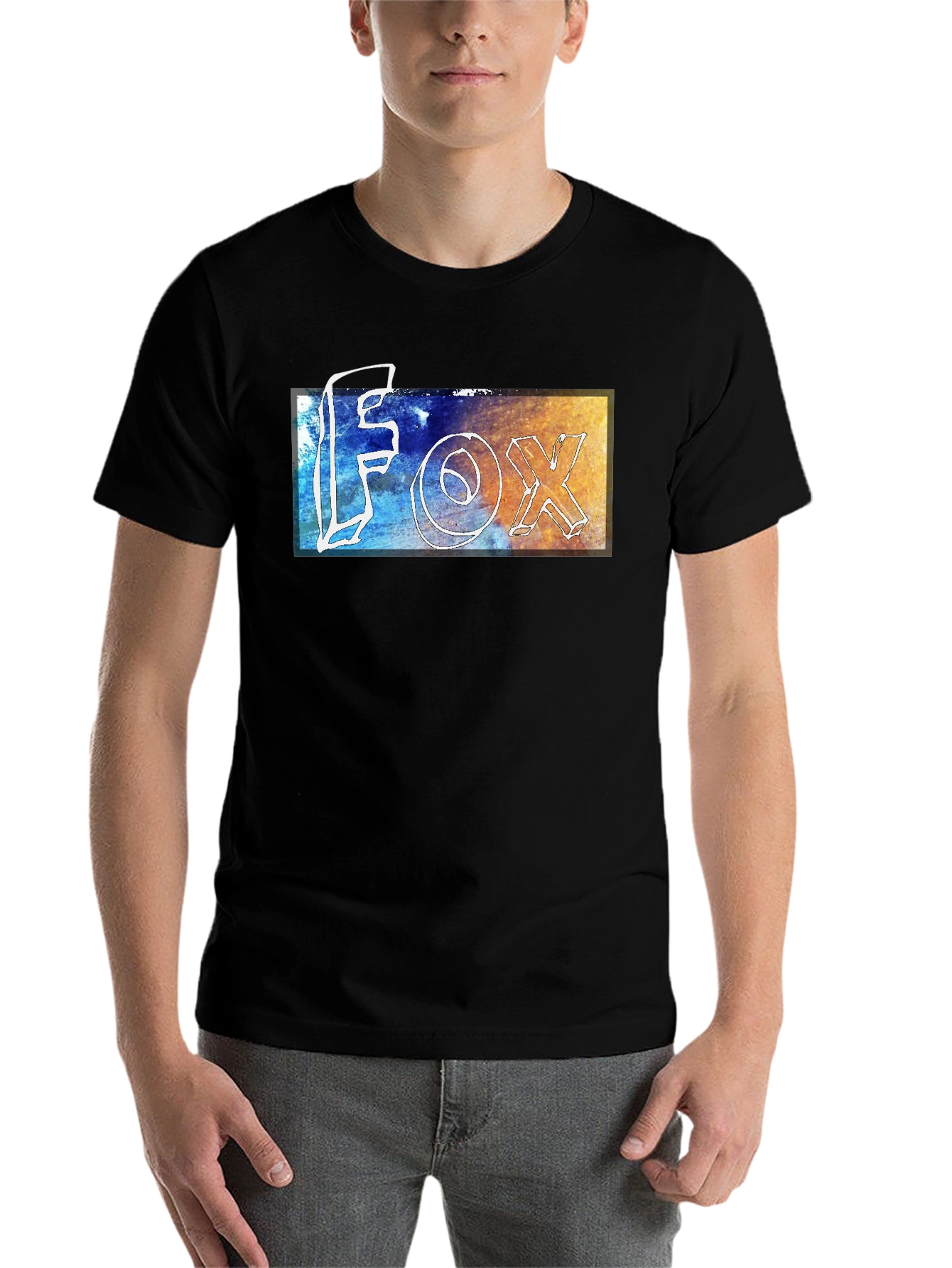 Black Modern 'FOX' Graphic Tee - Stylish Men's Black T-Shirt view 7