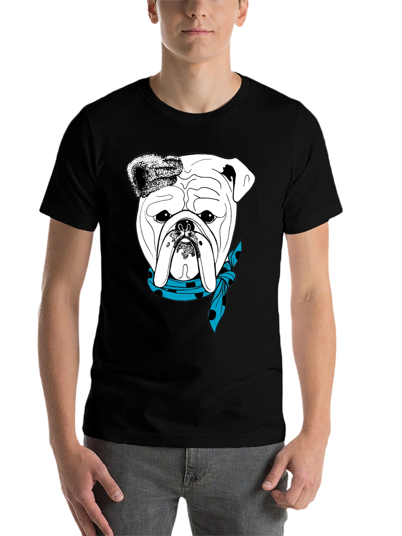 Black Bulldog Bandana Graphic Tee - Stylish Dog Lover T-Shirt view 7