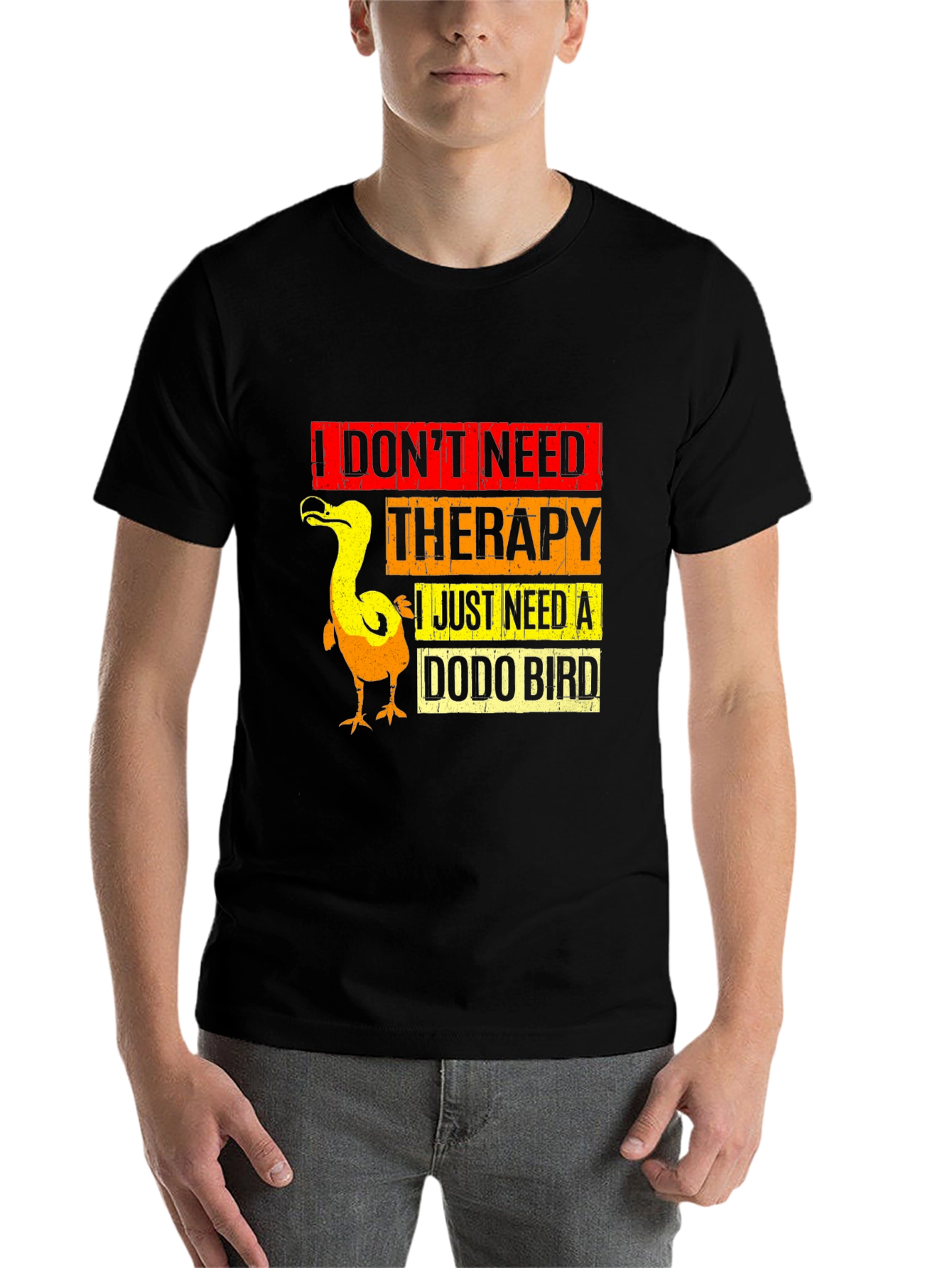 Black Dodo Bird Therapy T-Shirt, Funny Graphic Tee view 7