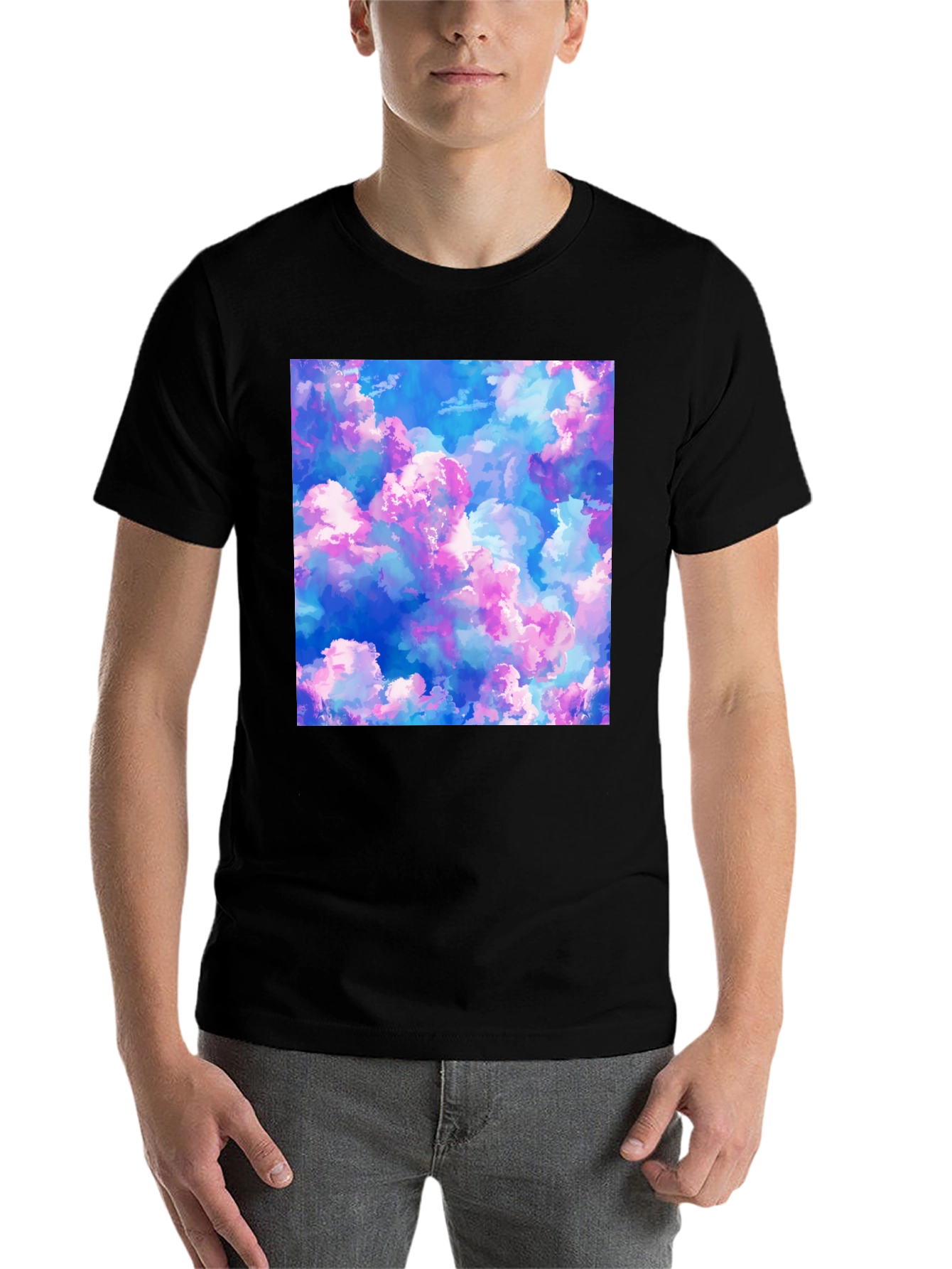 Black Dreamy Cloudscape Graphic Tee - Soft Black Cotton view 7