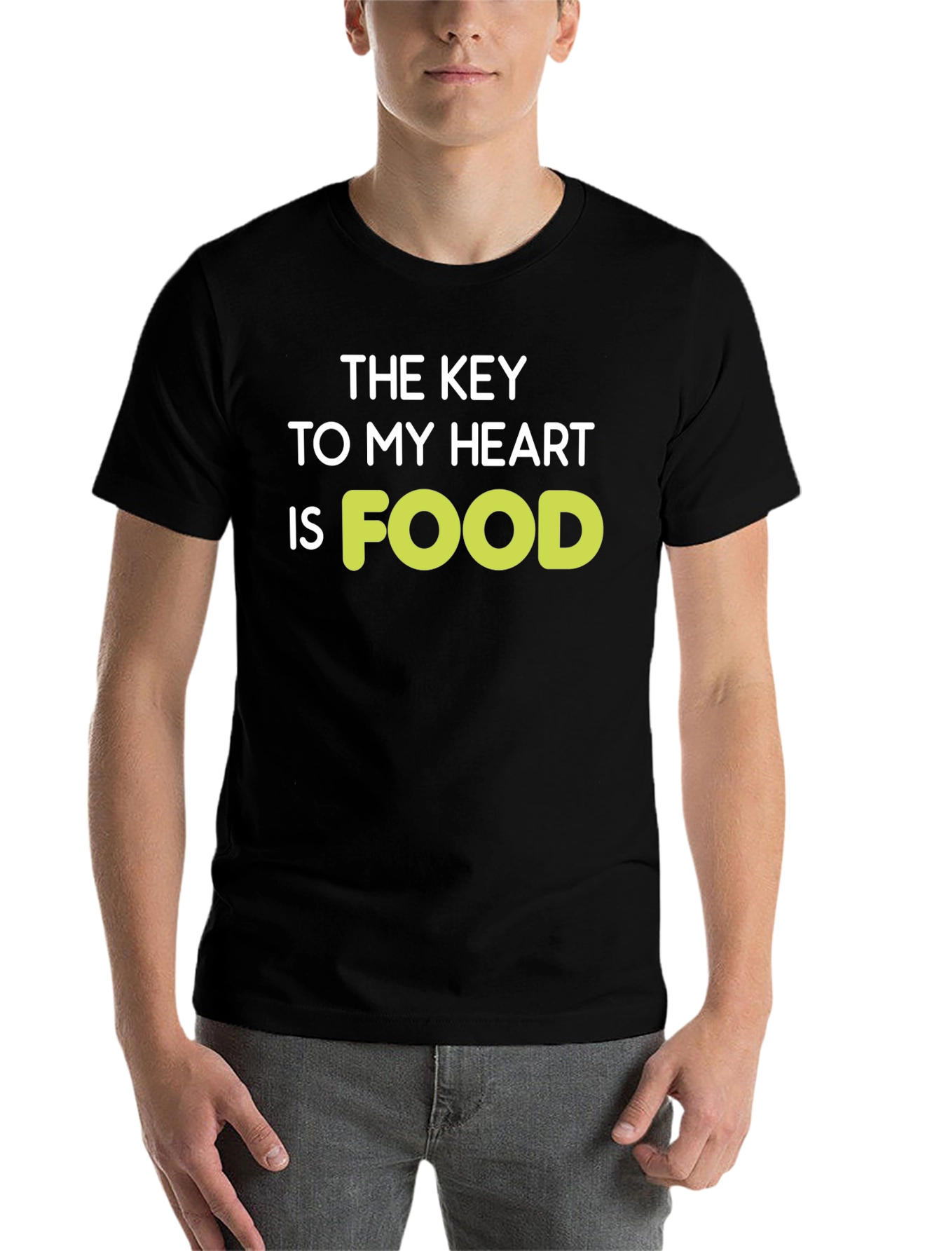 Black The Key to My Heart is Food T-Shirt view 7
