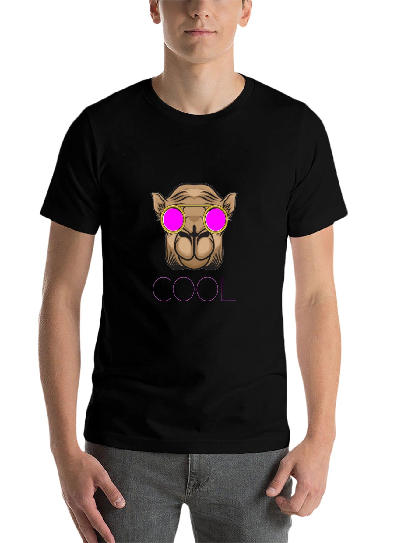 Black Cool Camel Graphic Tee - Stylish Animal Design view 7