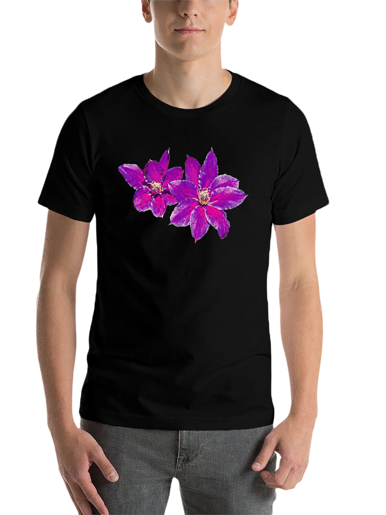Black Floral Print Black T-Shirt view 7