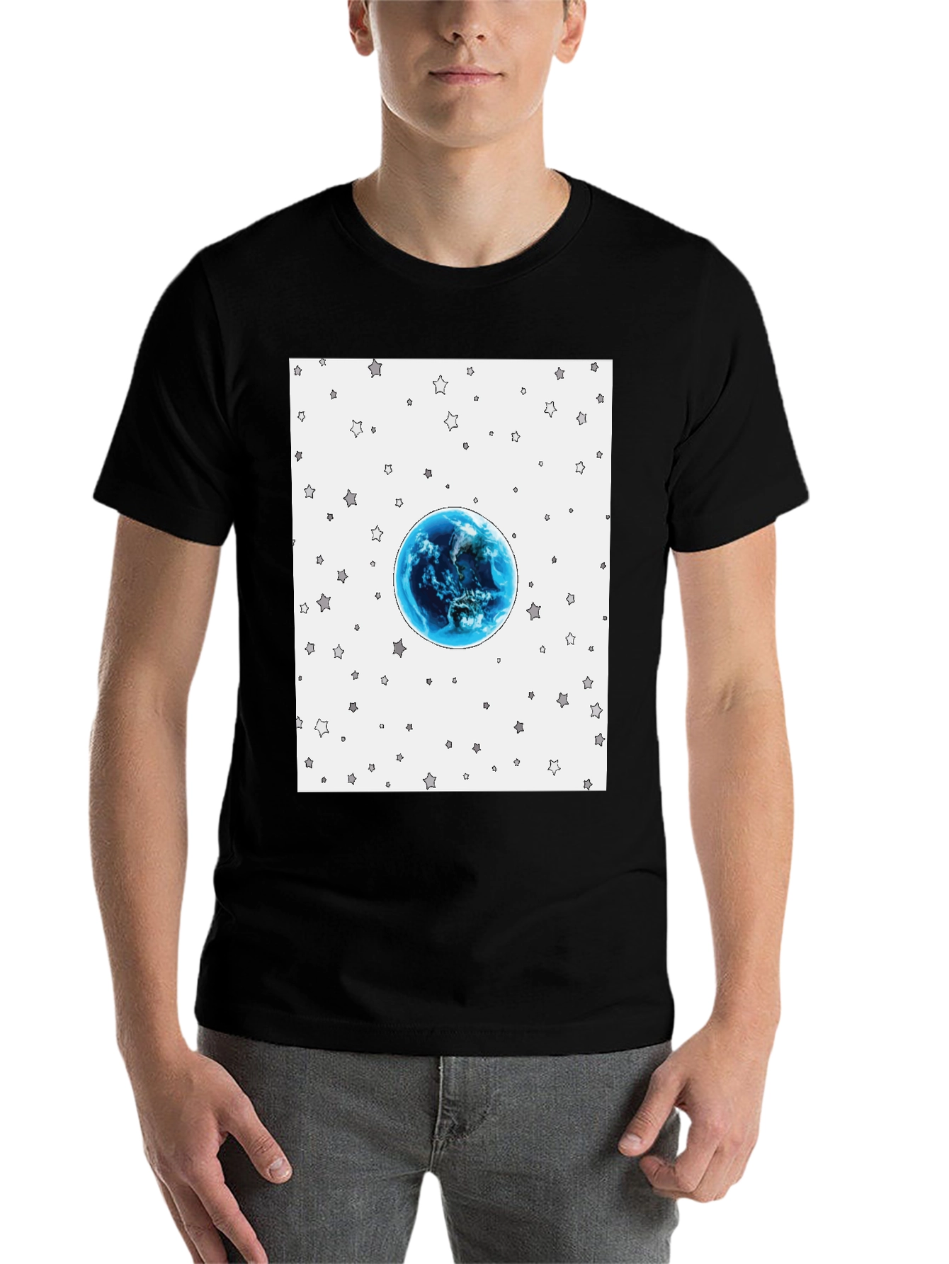 Black Earth & Stars Graphic T-Shirt view 7