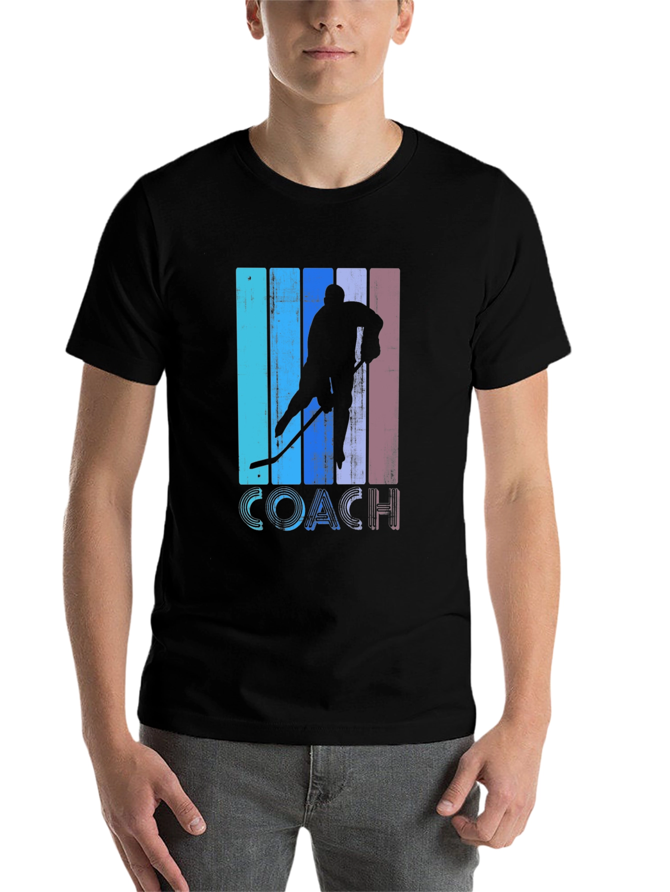 Black Hockey Coach Retro T-Shirt view 7